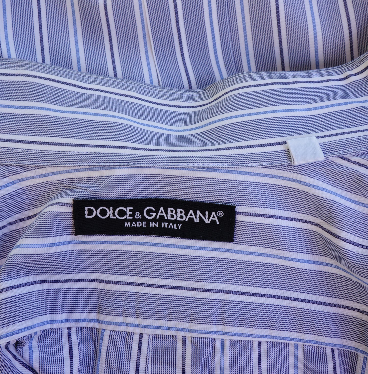 DOLCE & GABBANA BLUE WHITE STRIPED COTTON BUTTON-UP SHIRT - leefluxury.com