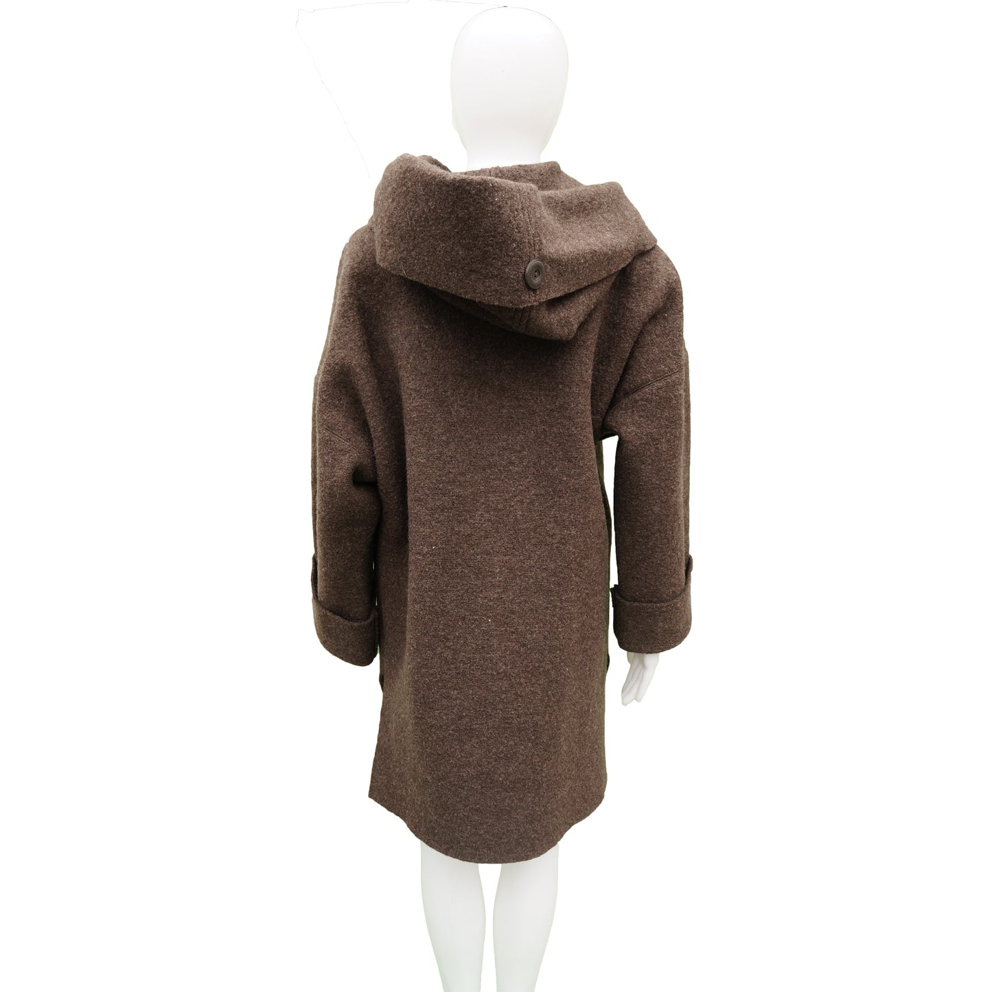 HILARY RADLEY BROWN BOILED WOOL HOODED COAT - leefluxury.com