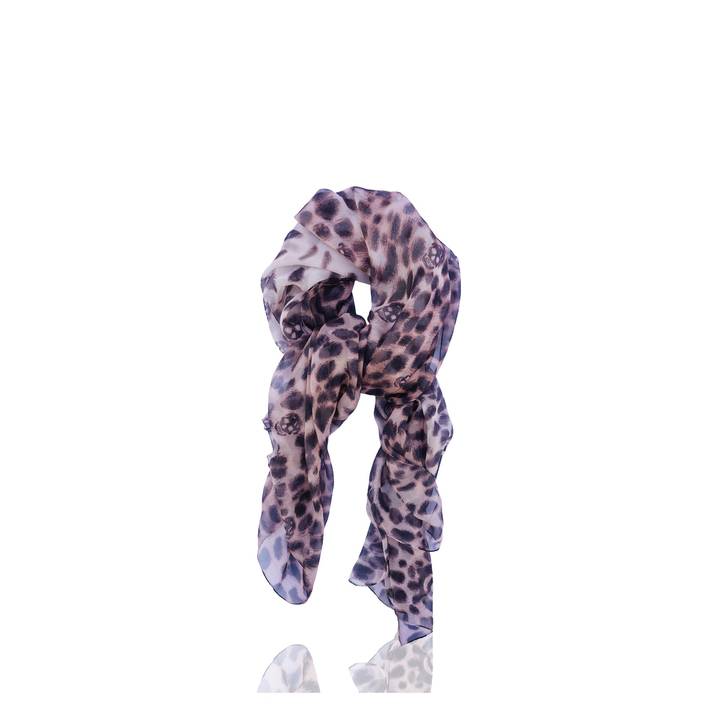ALEXANDER MCQUEEN LEOPARD & SKULL PRINT SCARF - leefluxury.com
