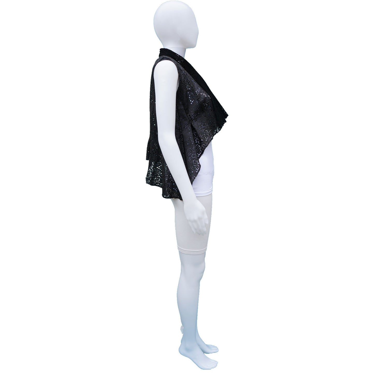 ALLSAINTS BLACK LASER CUT LEATHER VEST - leefluxury.com