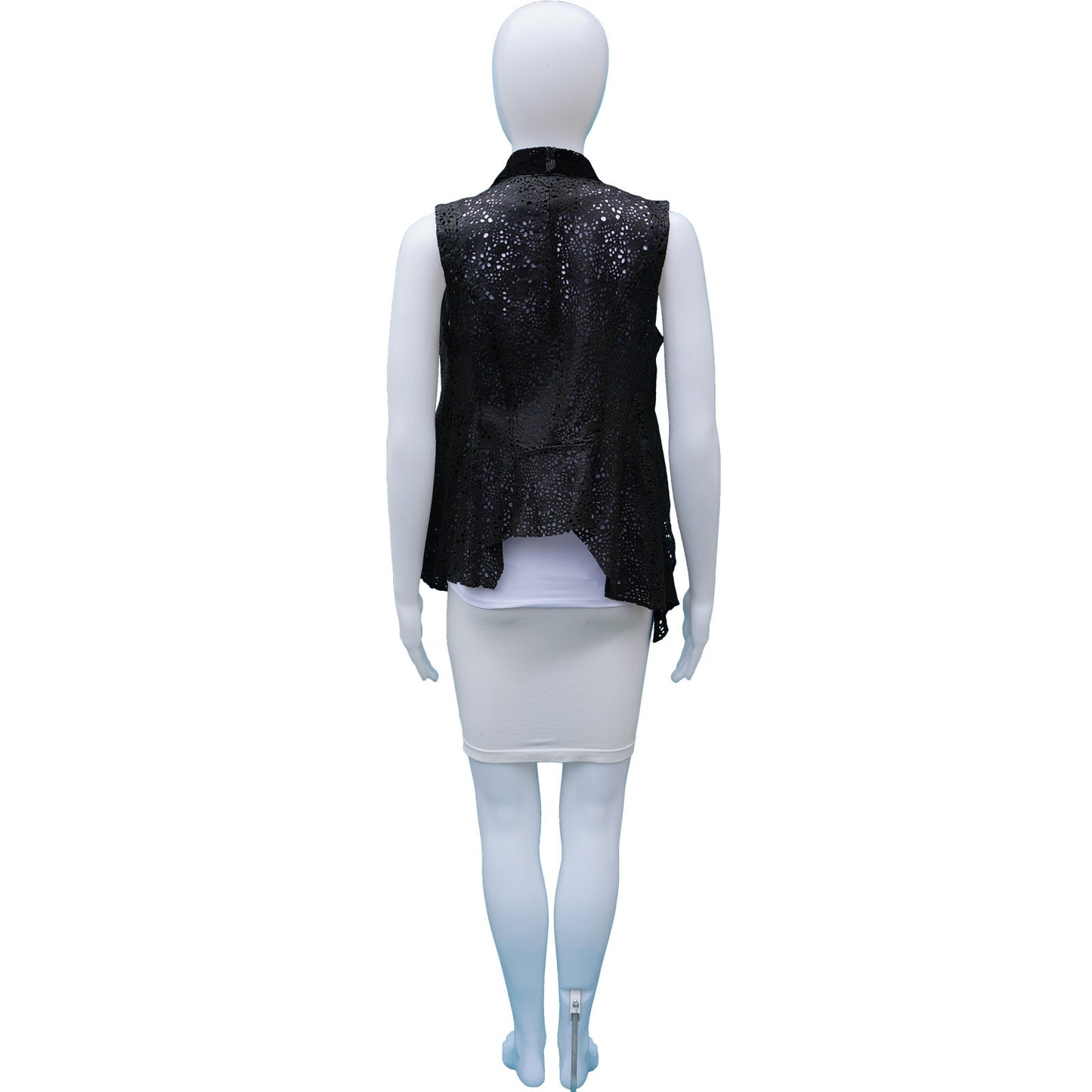 ALLSAINTS BLACK LASER CUT LEATHER VEST - leefluxury.com