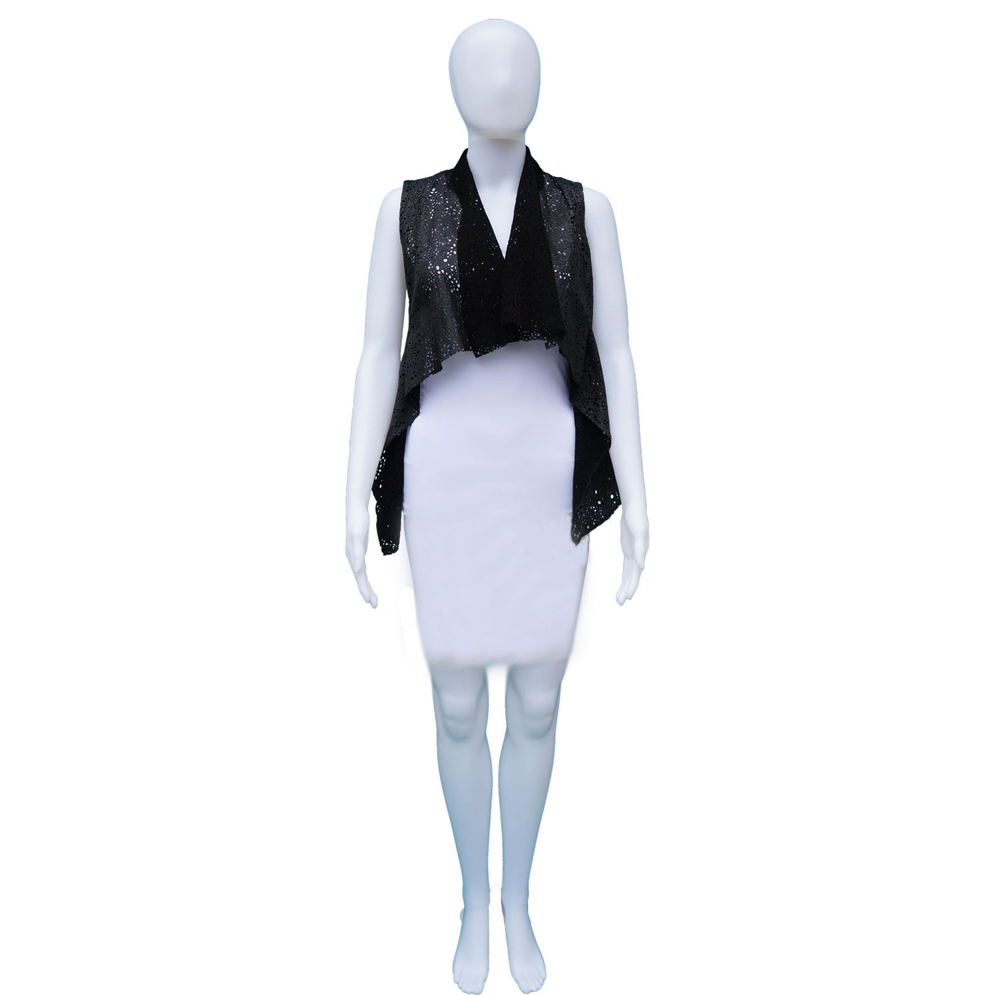 ALLSAINTS BLACK LASER CUT LEATHER VEST - leefluxury.com