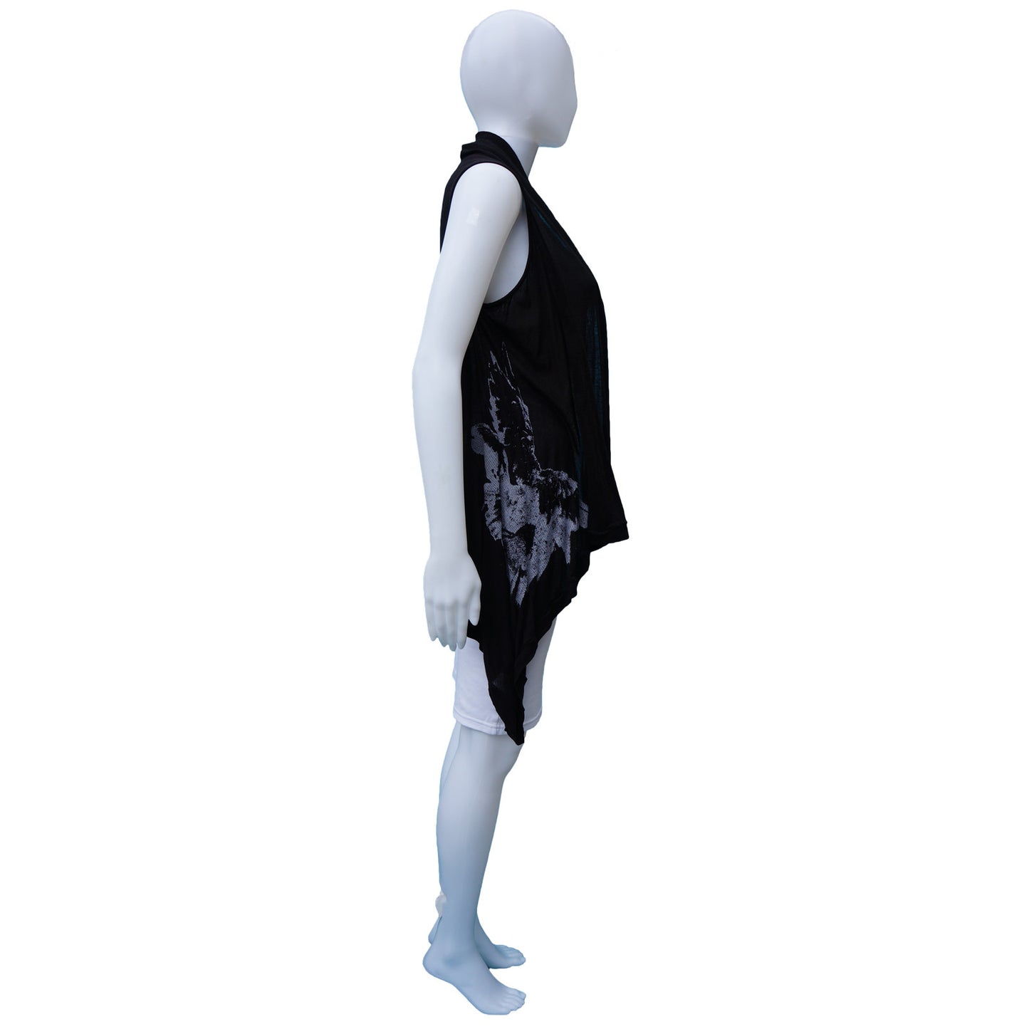 ANN DEMEULEMEESTER SCREEN PRINT OPEN FRONT SLEEVELESS VEST - leefluxury.com