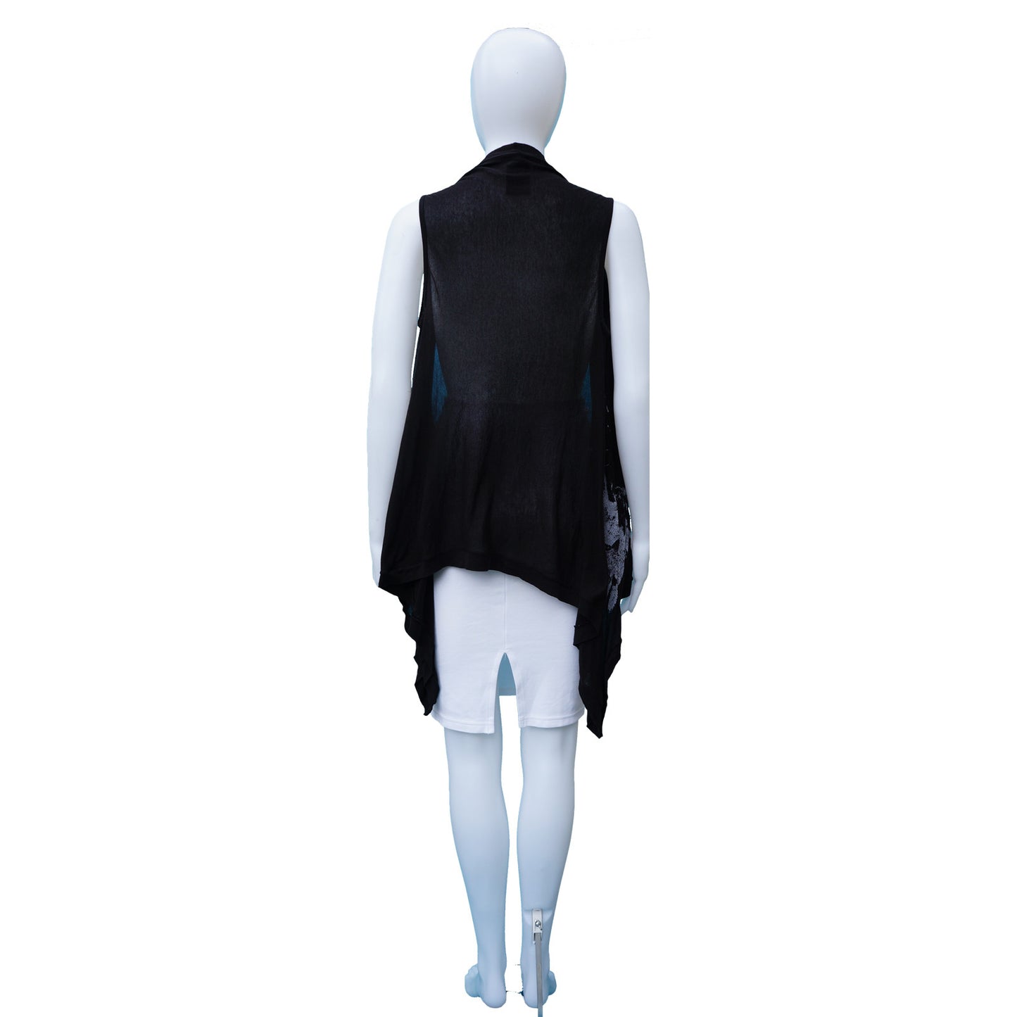 ANN DEMEULEMEESTER SCREEN PRINT OPEN FRONT SLEEVELESS VEST - leefluxury.com