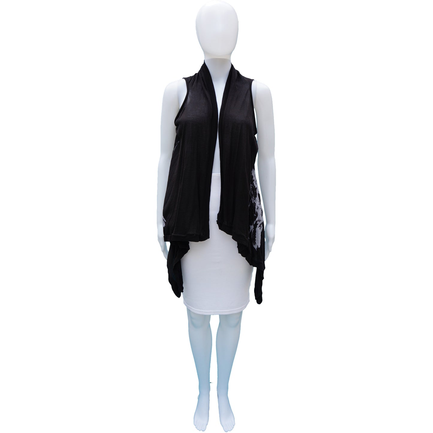 ANN DEMEULEMEESTER SCREEN PRINT OPEN FRONT SLEEVELESS VEST - leefluxury.com