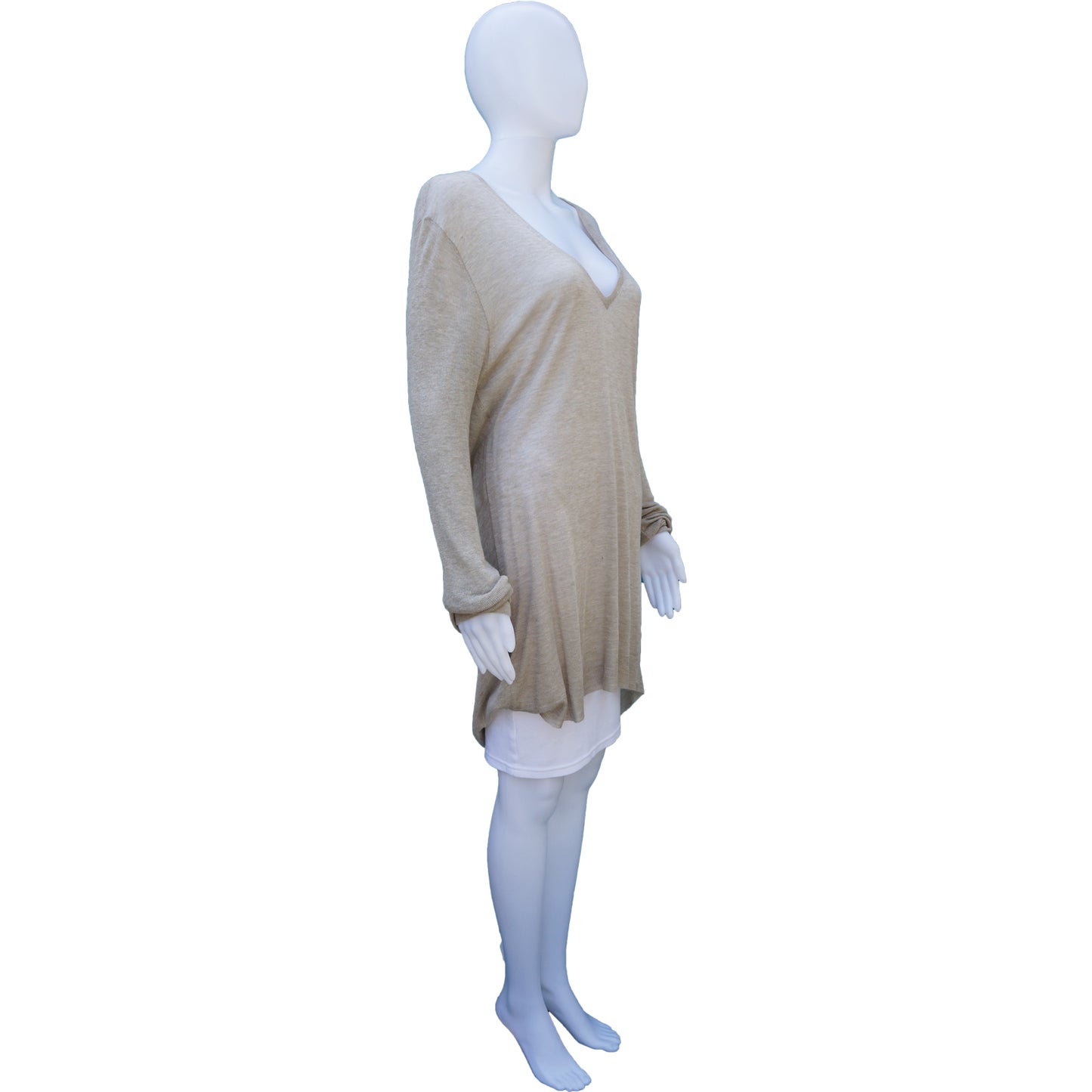 ANN DEMEULEMEESTER OVERSIZE LONG SLEEVE VNECK TUNIC TOP - leefluxury.com