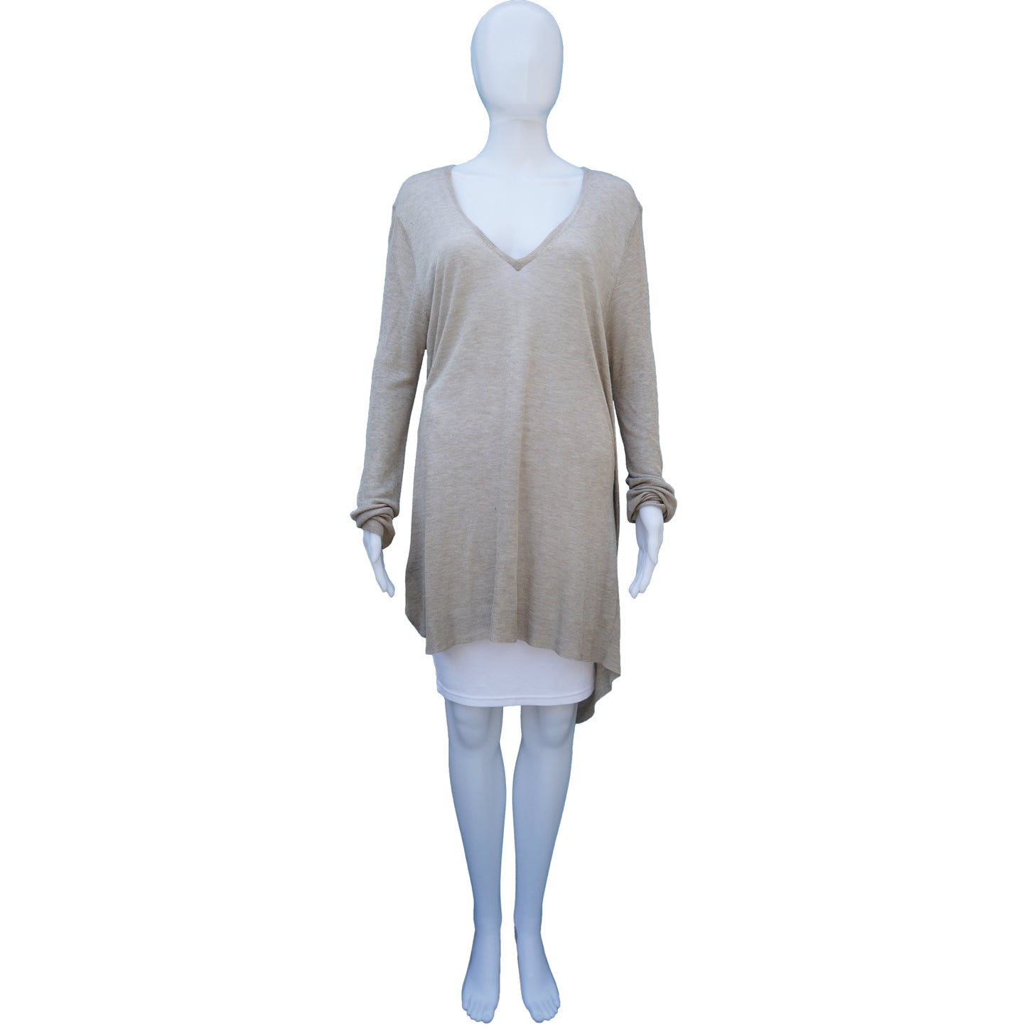 ANN DEMEULEMEESTER OVERSIZE LONG SLEEVE VNECK TUNIC TOP - leefluxury.com