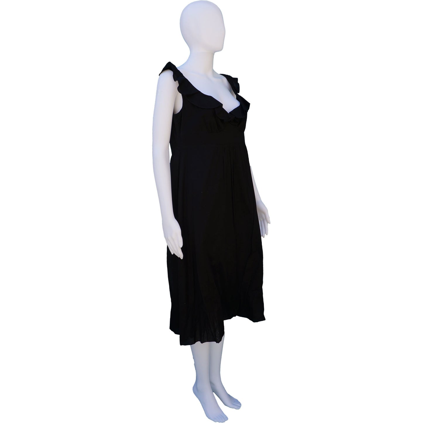 BURBERRY RUFFLE-TRIMMED SCOOP NECK DRESS - leefluxury.com