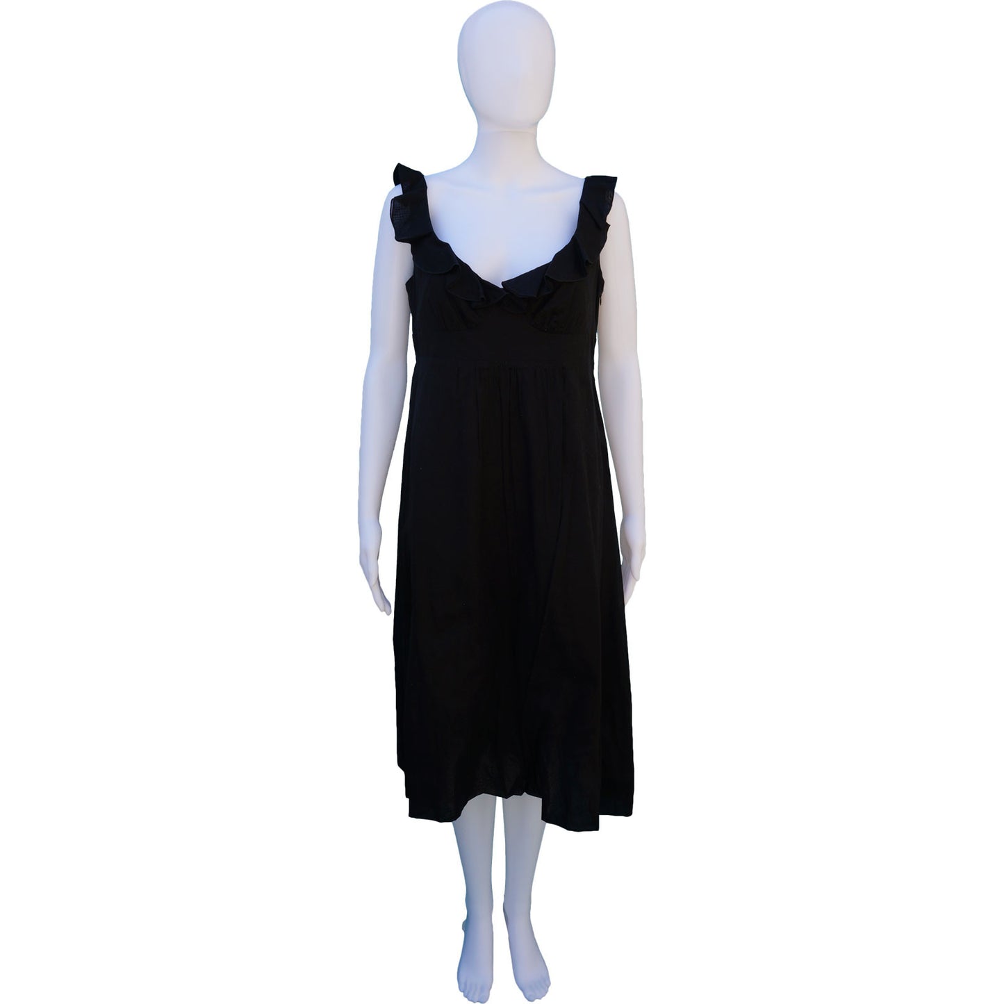 BURBERRY RUFFLE-TRIMMED SCOOP NECK DRESS - leefluxury.com