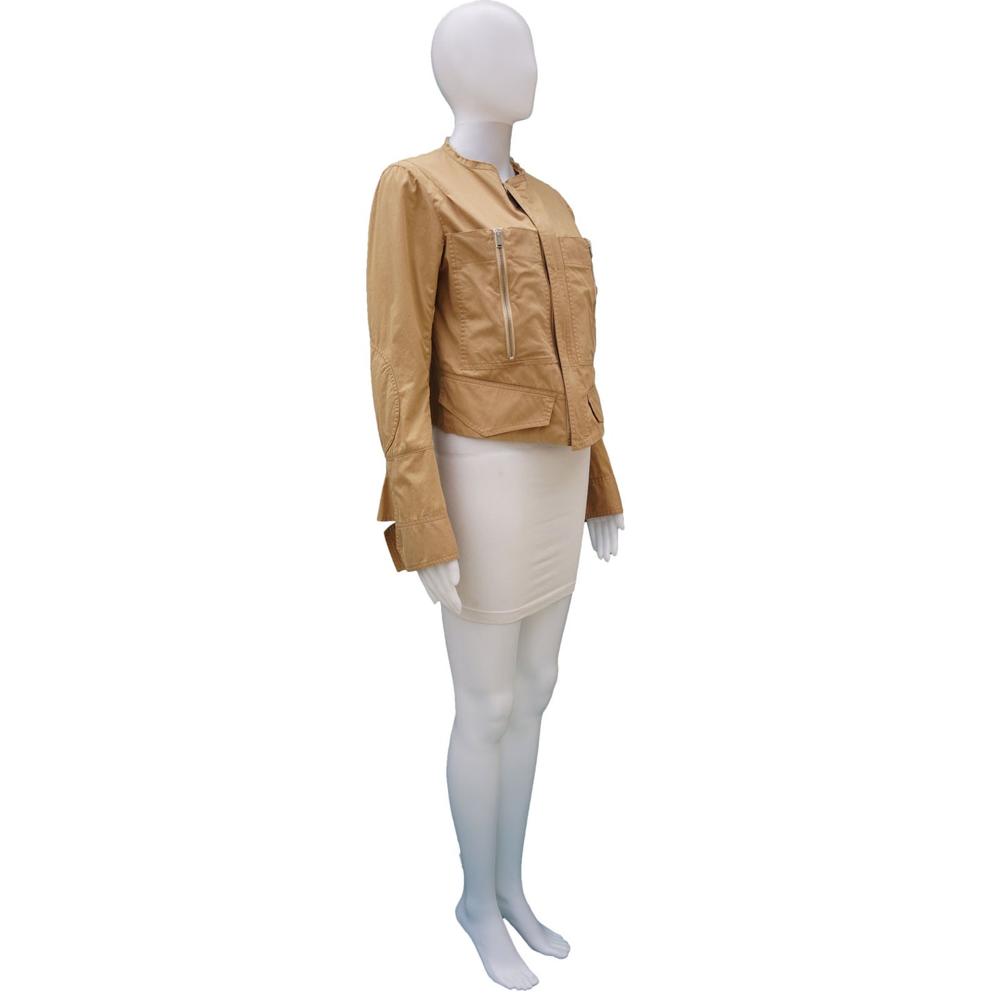 CELINE CROPPED KHAKI JACKET - leefluxury.com