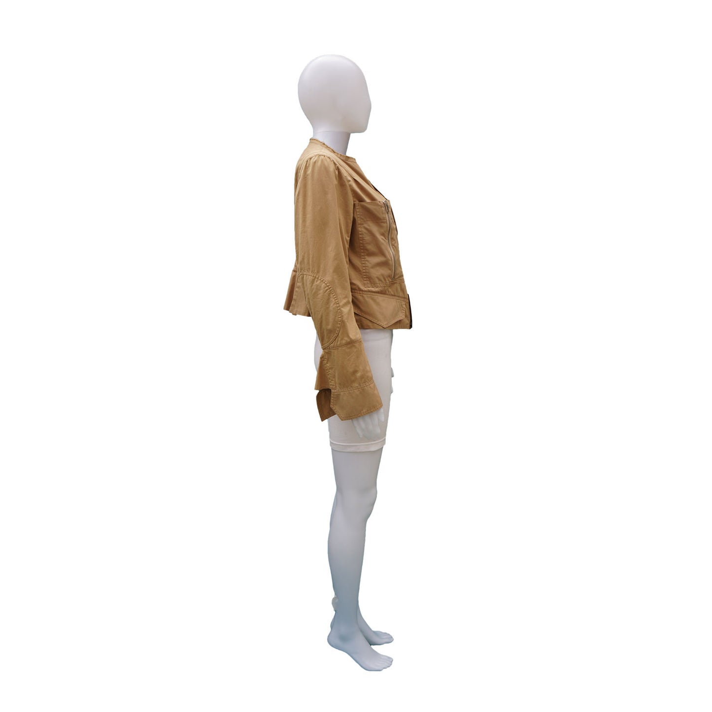 CELINE CROPPED KHAKI JACKET - leefluxury.com