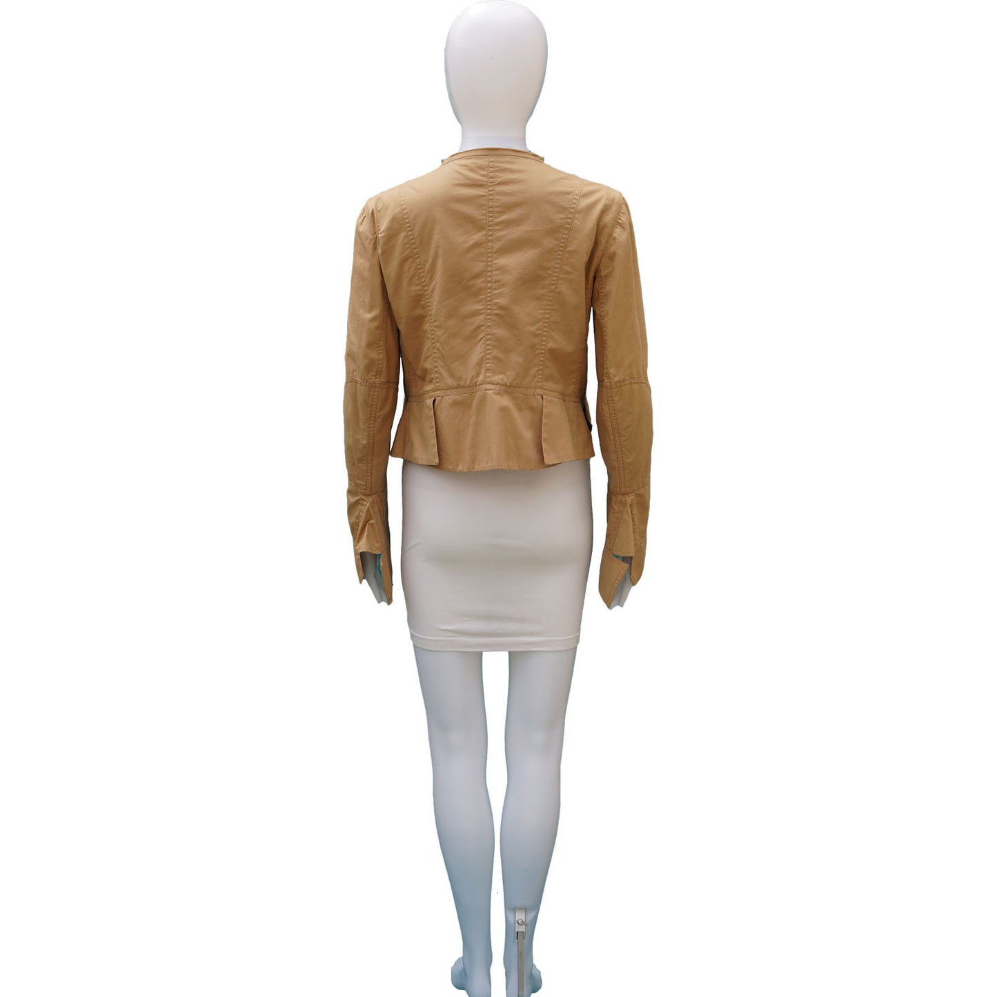 CELINE CROPPED KHAKI JACKET - leefluxury.com