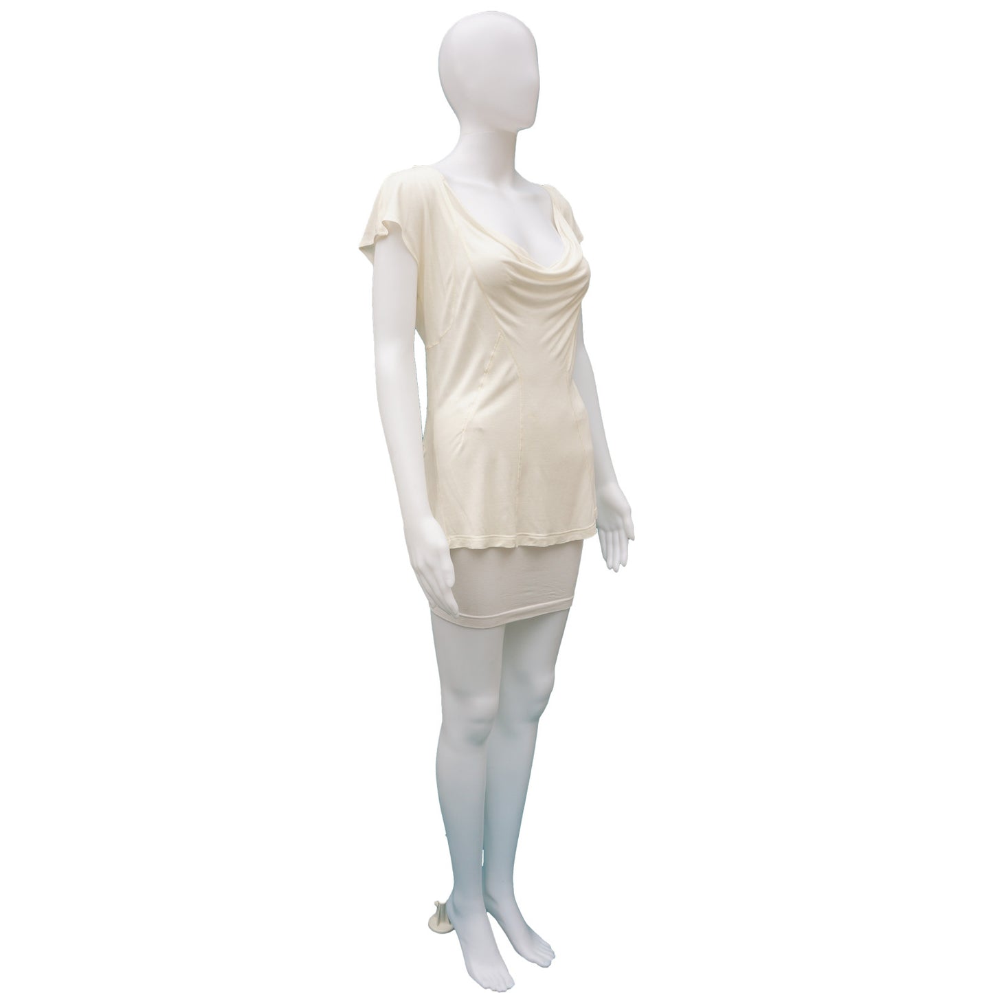 CHRISTIAN DIOR IVORY DRAPE FRONT TOP - leefluxury.com