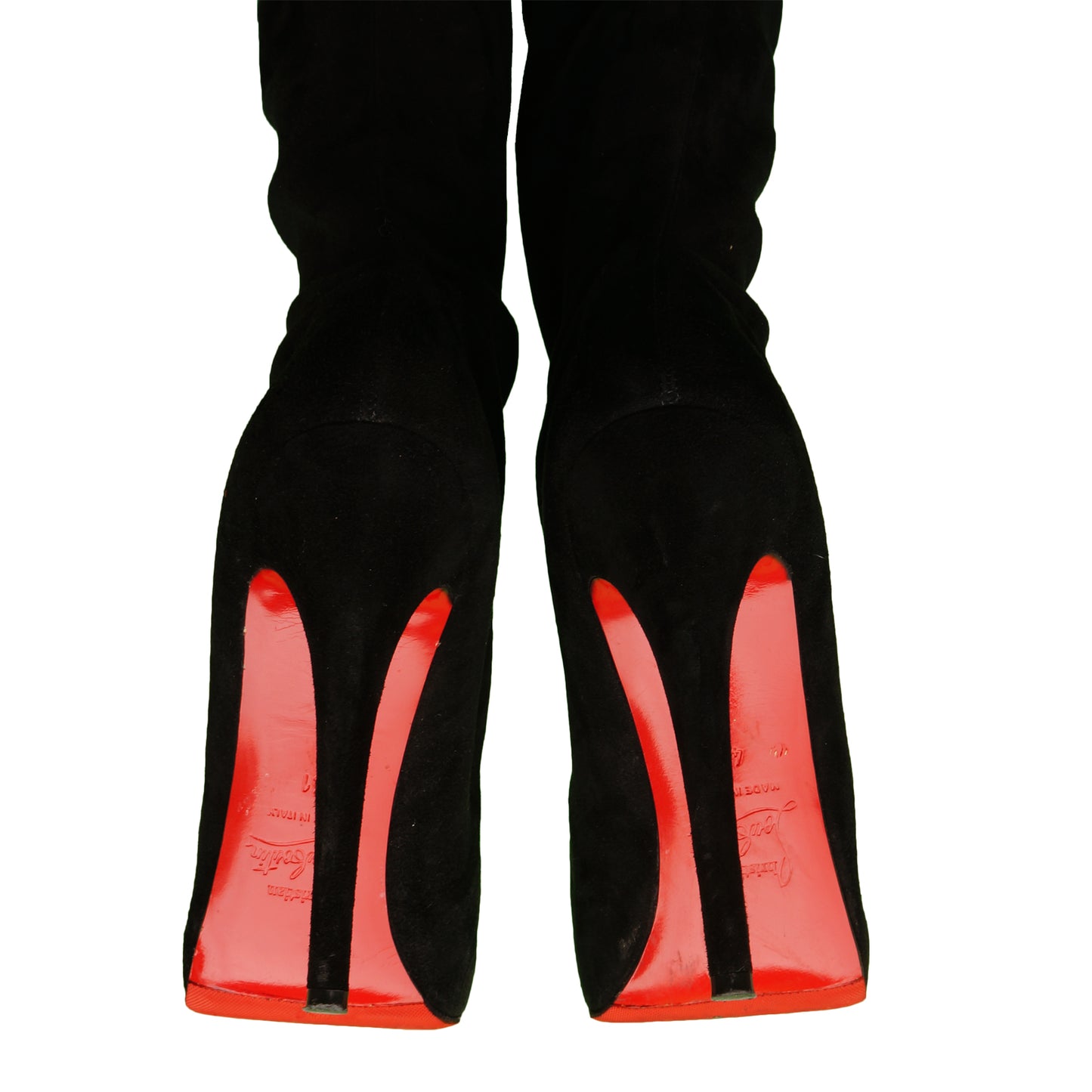 CHRISTIAN LOUBOUTIN MONICA 120 SUEDE THIGH HIGH BOOTS - leefluxury.com
