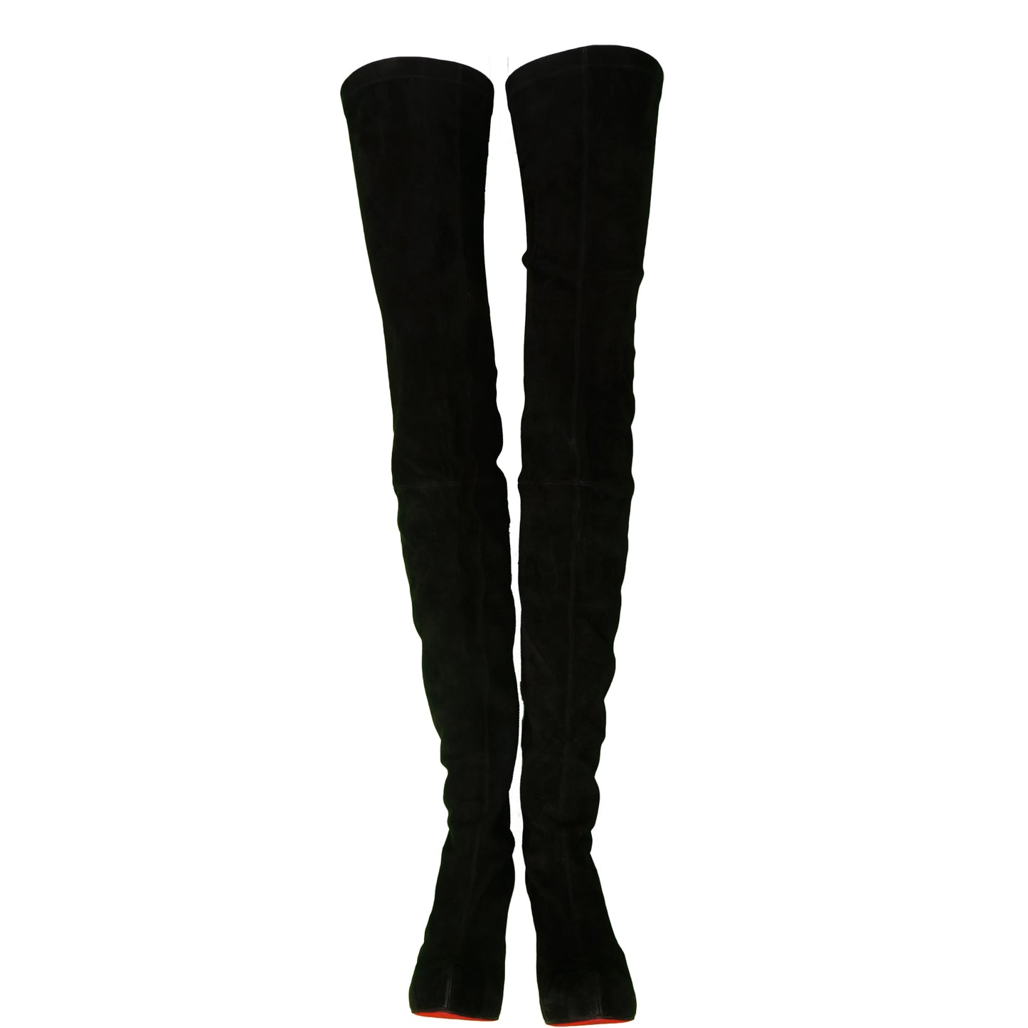 CHRISTIAN LOUBOUTIN MONICA 120 SUEDE THIGH HIGH BOOTS - leefluxury.com
