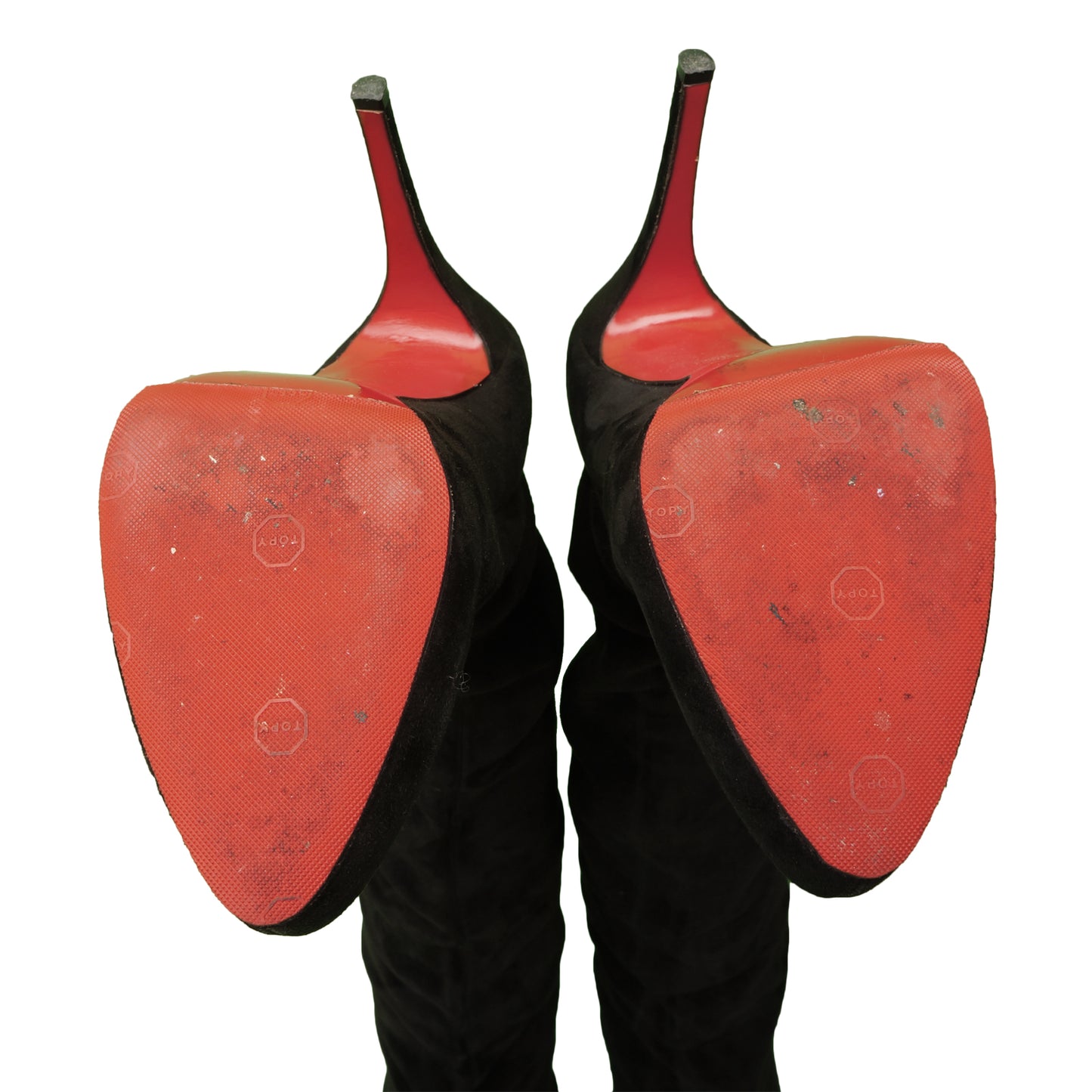 CHRISTIAN LOUBOUTIN MONICA 120 SUEDE THIGH HIGH BOOTS - leefluxury.com