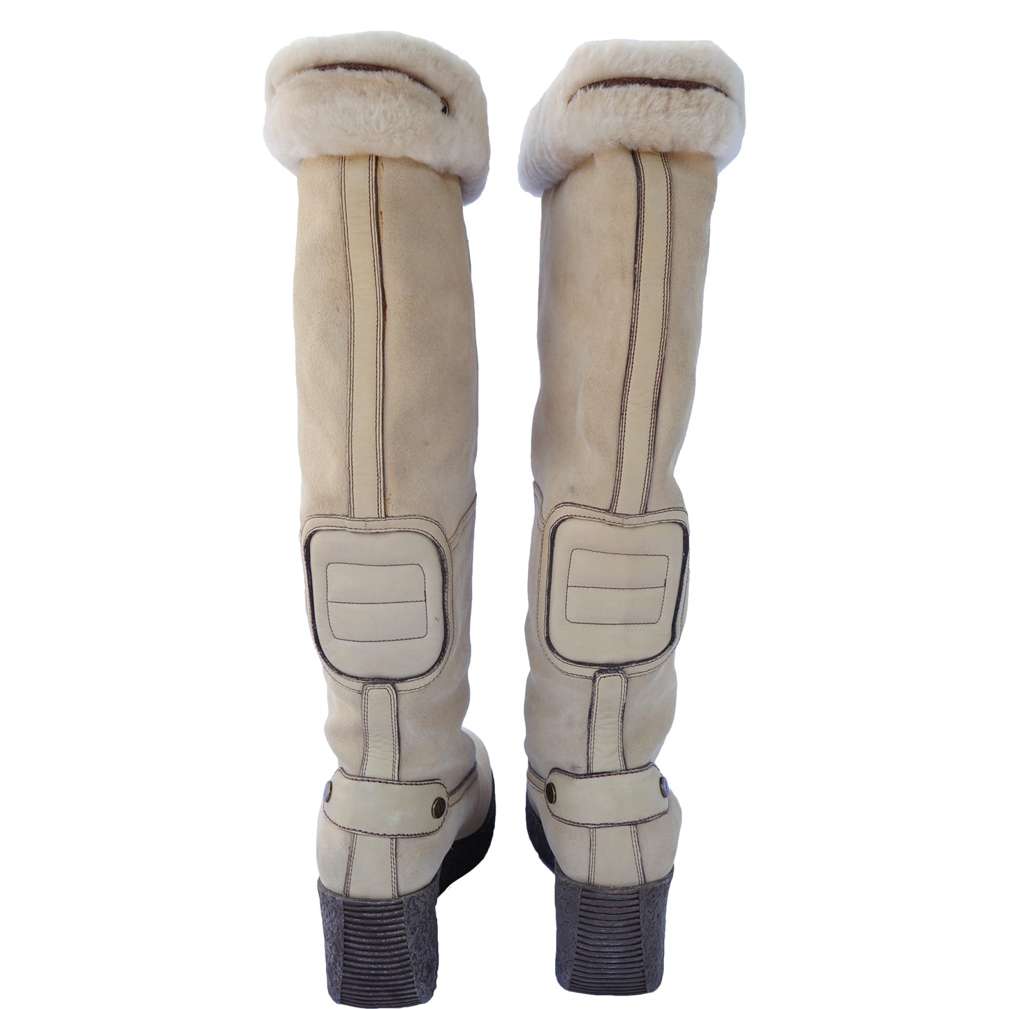 COLE HAAN BEIGE SUEDE KNEE HIGH PLATFORM BOOT - leefluxury.com
