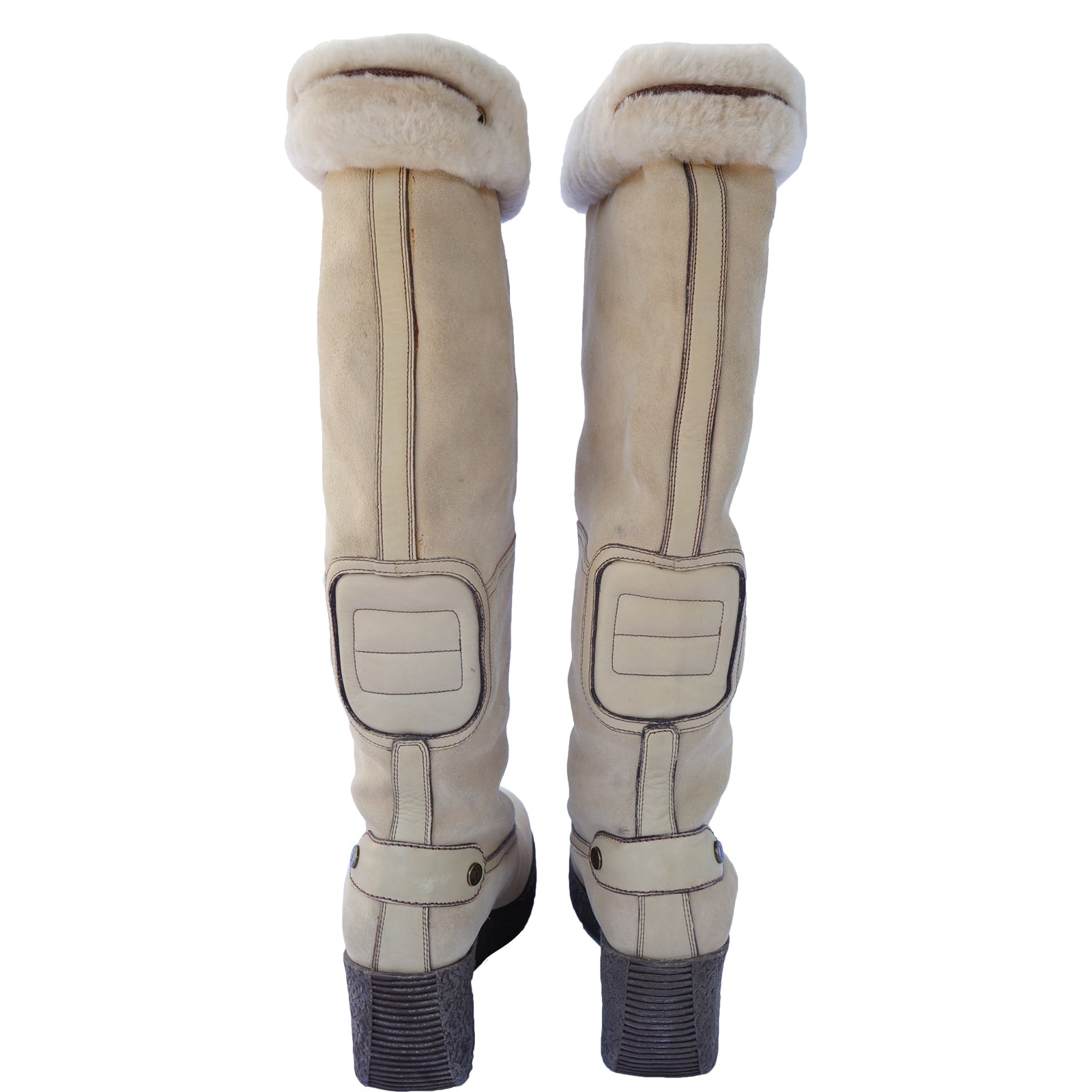 COLE HAAN BEIGE SUEDE KNEE HIGH PLATFORM BOOT - leefluxury.com