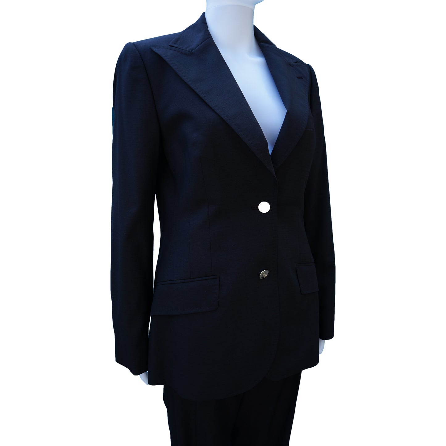 DOLCE & GABBANA BLACK WOOL WIDE-LEG PANT SUIT - leefluxury.com