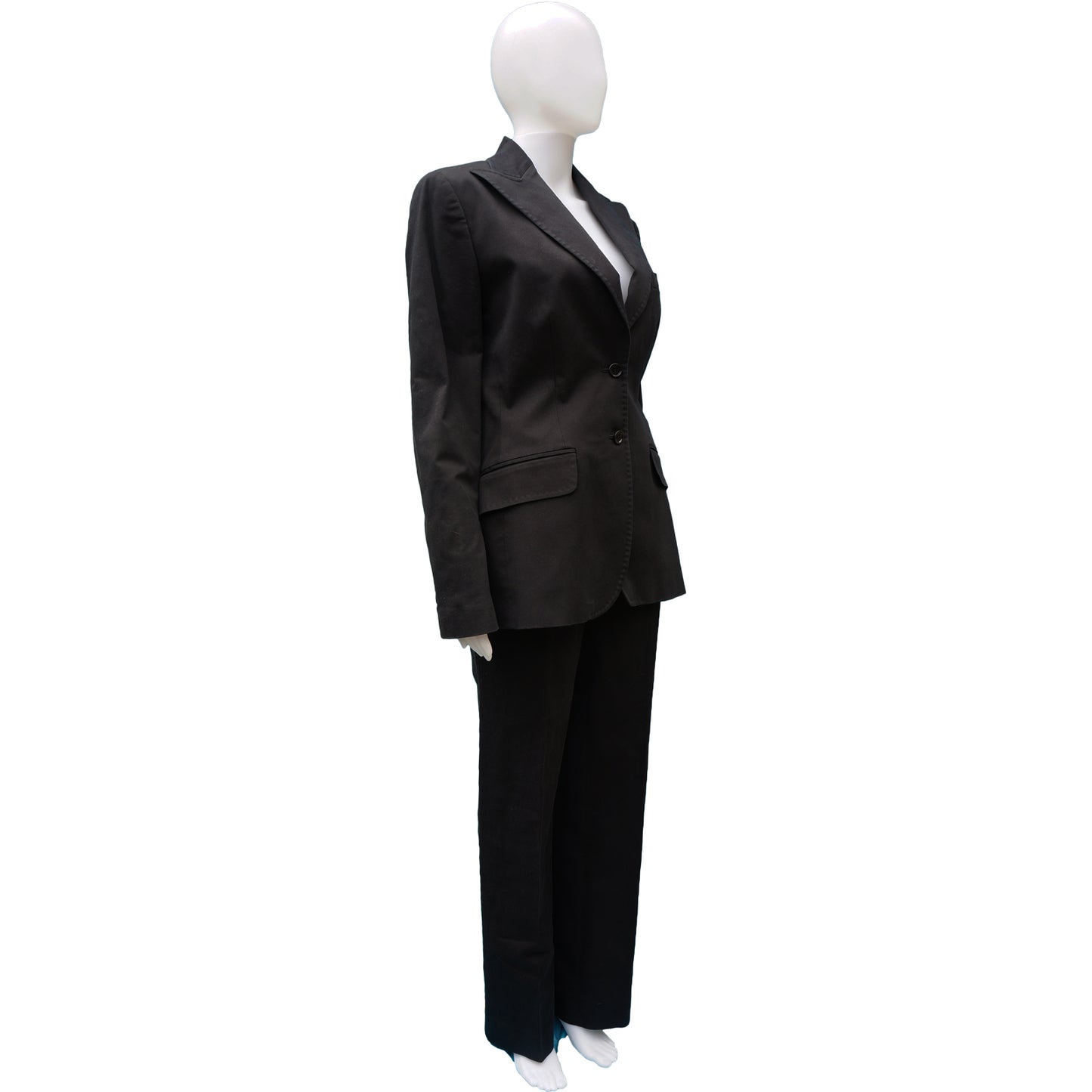 DOLCE & GABBANA BLACK COTTON STRETCH PANT SUIT - leefluxury.com