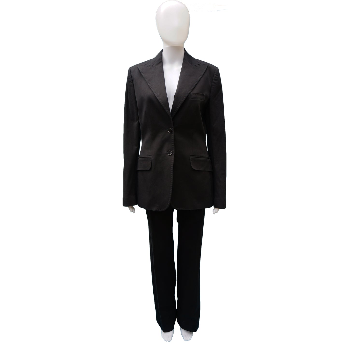 DOLCE & GABBANA BLACK COTTON STRETCH PANT SUIT - leefluxury.com