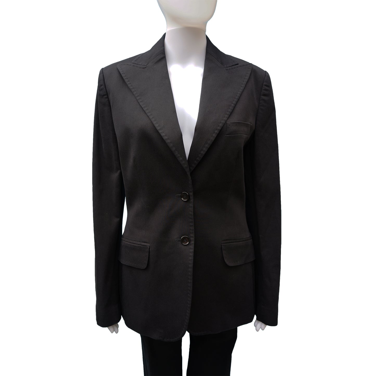 DOLCE & GABBANA BLACK COTTON STRETCH PANT SUIT - leefluxury.com
