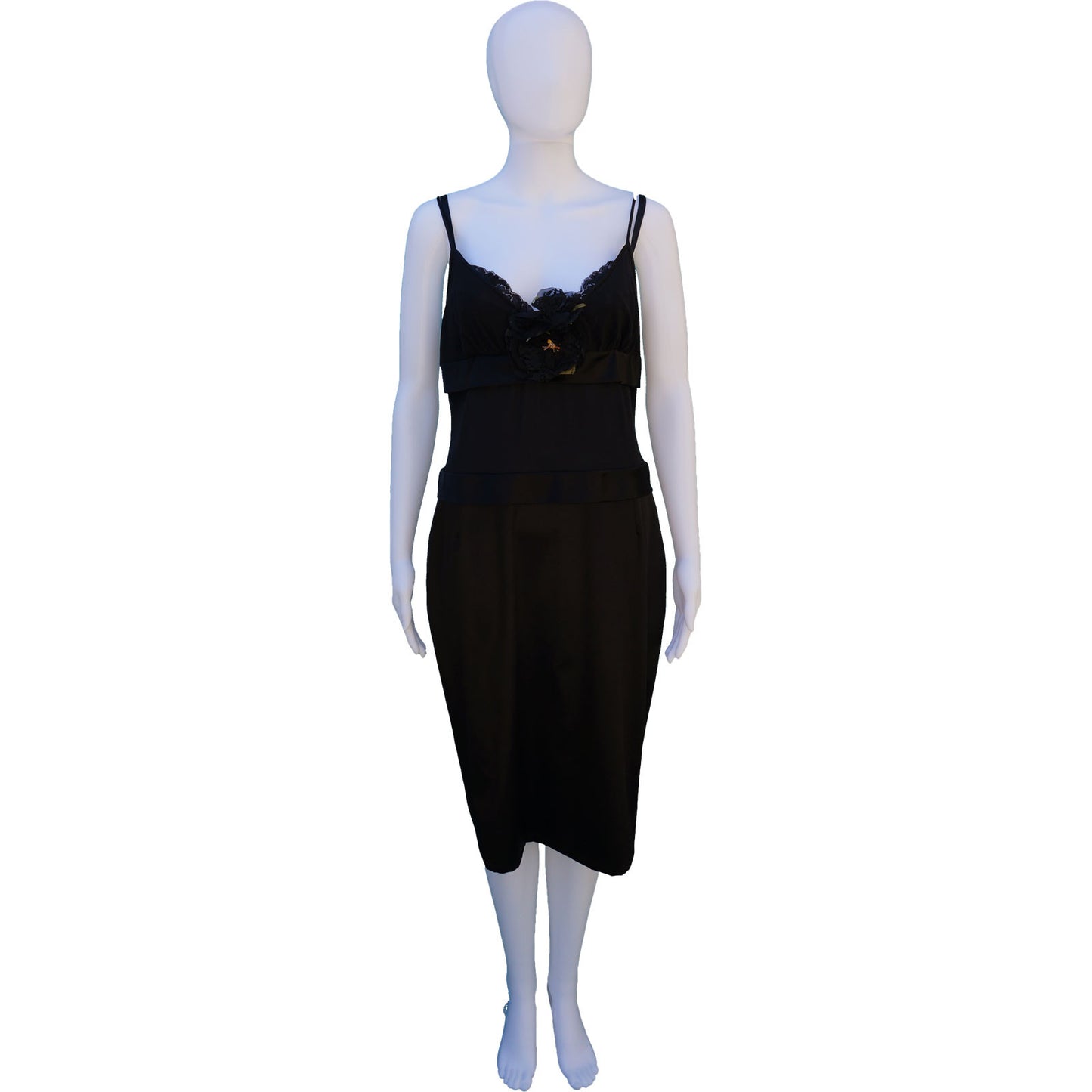 DOLCE & GABBANA SILK PANEL DRESS WITH DETACHABLE FLOWER - leefluxury.com
