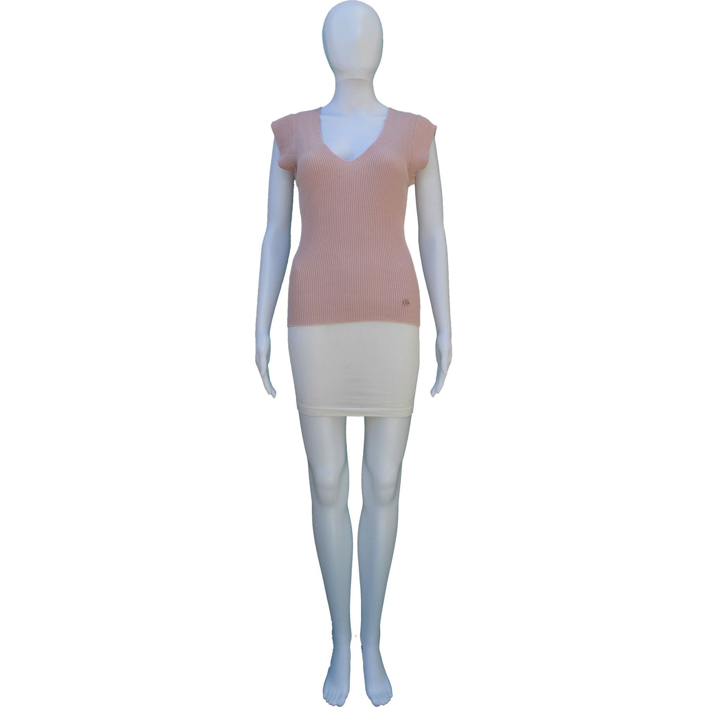 DOLCE & GABBANA BLUSH KNIT SHORT SLEEVE TOP - leefluxury.com
