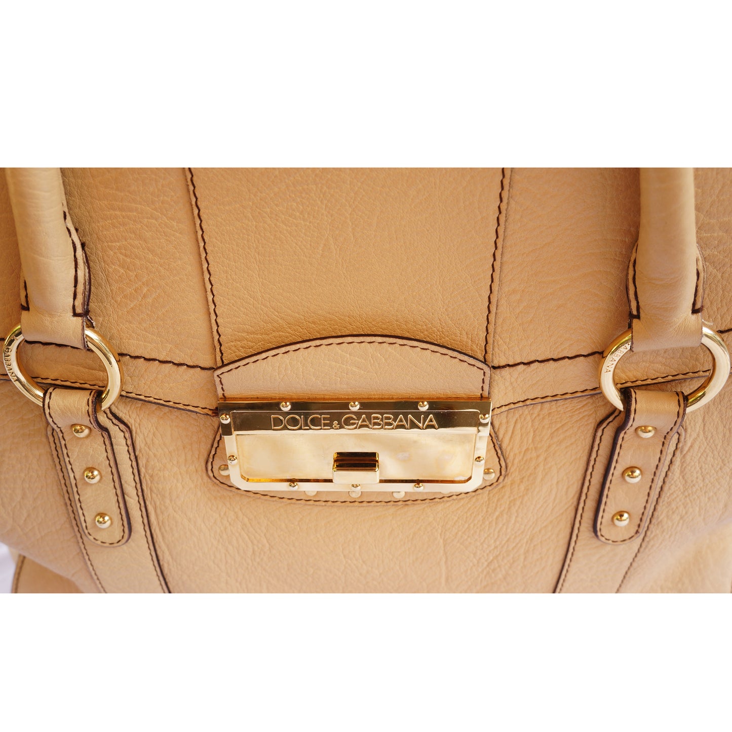 DOLCE & GABBANA TAN GRAINED LEATHER SHOULDER BAG - leefluxury.com