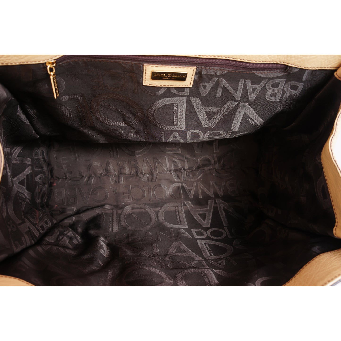 DOLCE & GABBANA TAN GRAINED LEATHER SHOULDER BAG - leefluxury.com