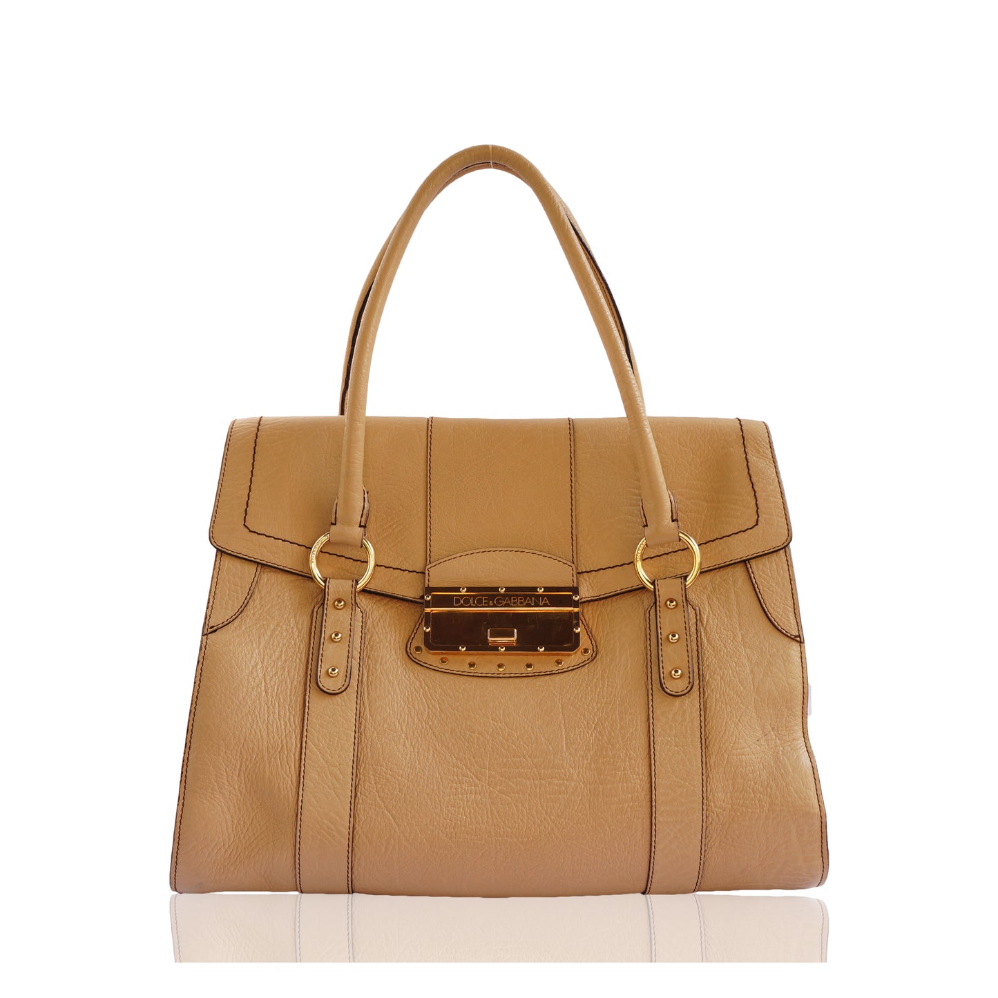 DOLCE & GABBANA TAN GRAINED LEATHER SHOULDER BAG - leefluxury.com