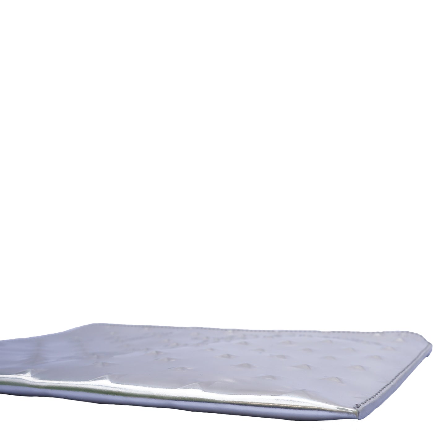 ELA STUDDED EDITOR'S POUCH SILVER MIRROR CLUTCH - leefluxury.com