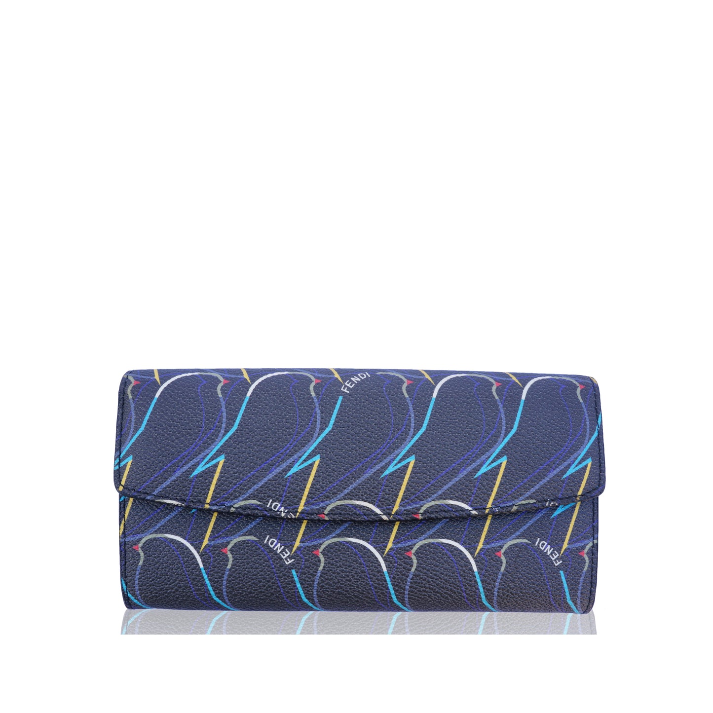 FENDI GREY BIRDS CONTINENTAL WALLET - leefluxury.com