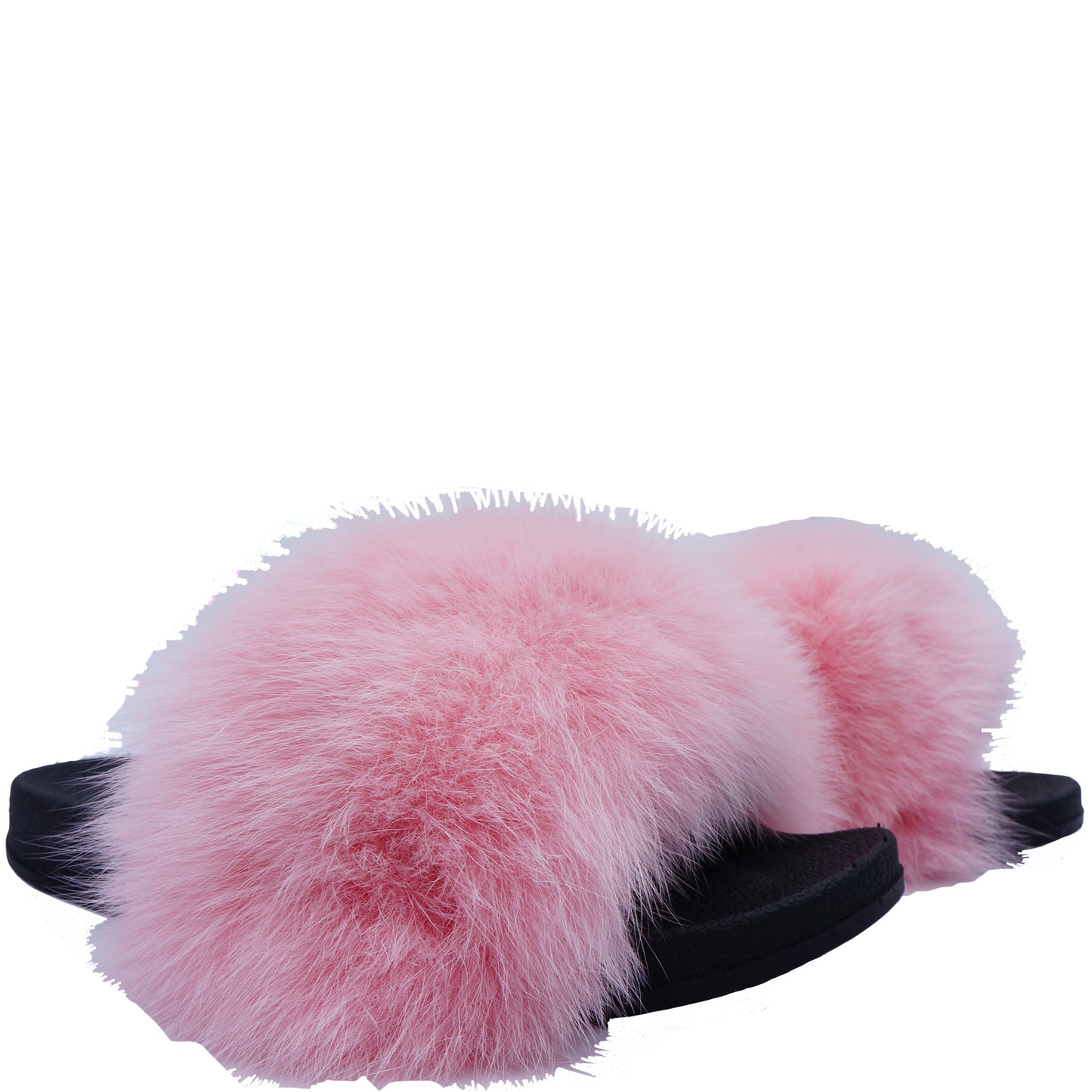 FURPOMS FOX FUR PINK SLIDE - leefluxury.com