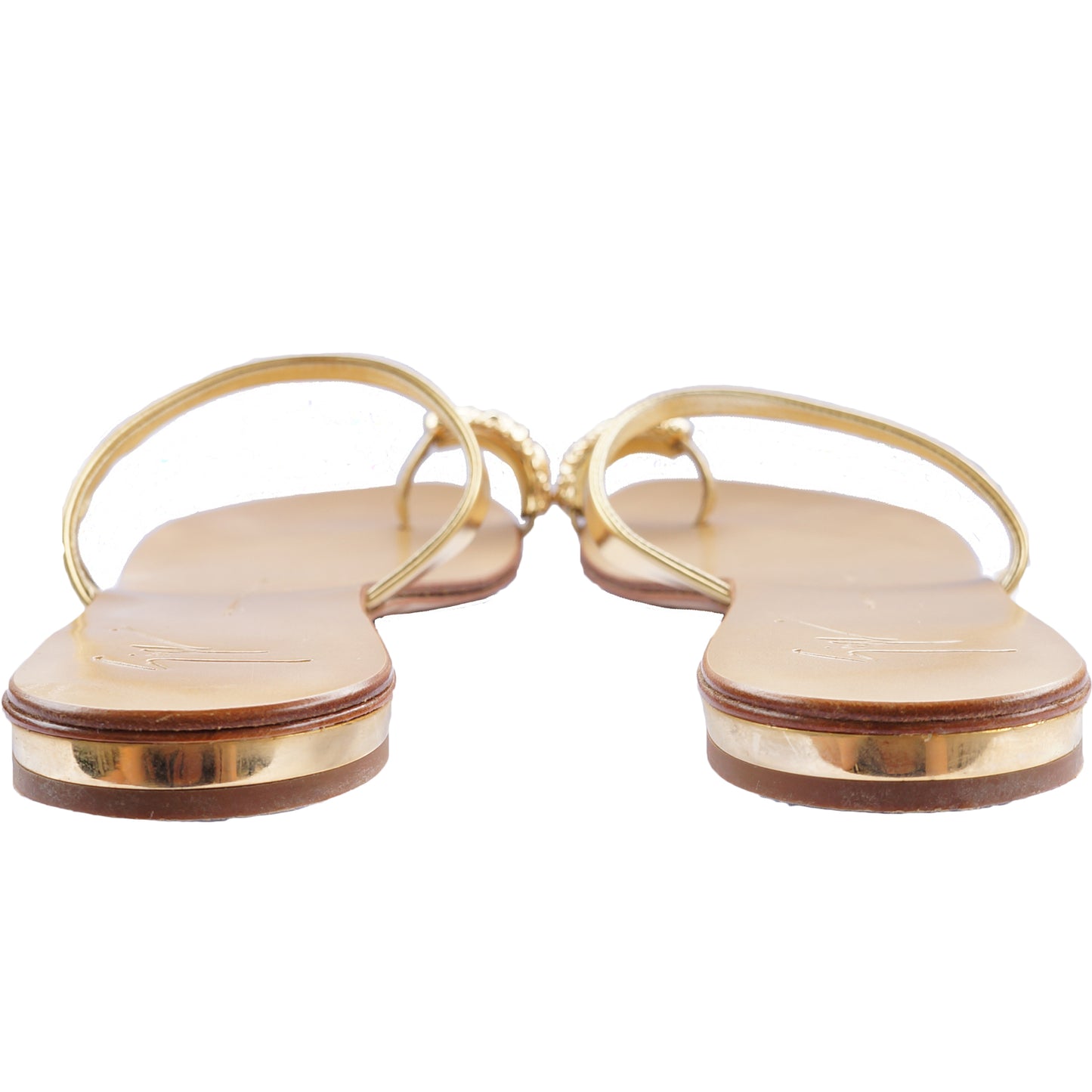 GIUSEPPE ZANOTTI GOLD METALLIC EMBELLISHED SANDALS - leefluxury.com