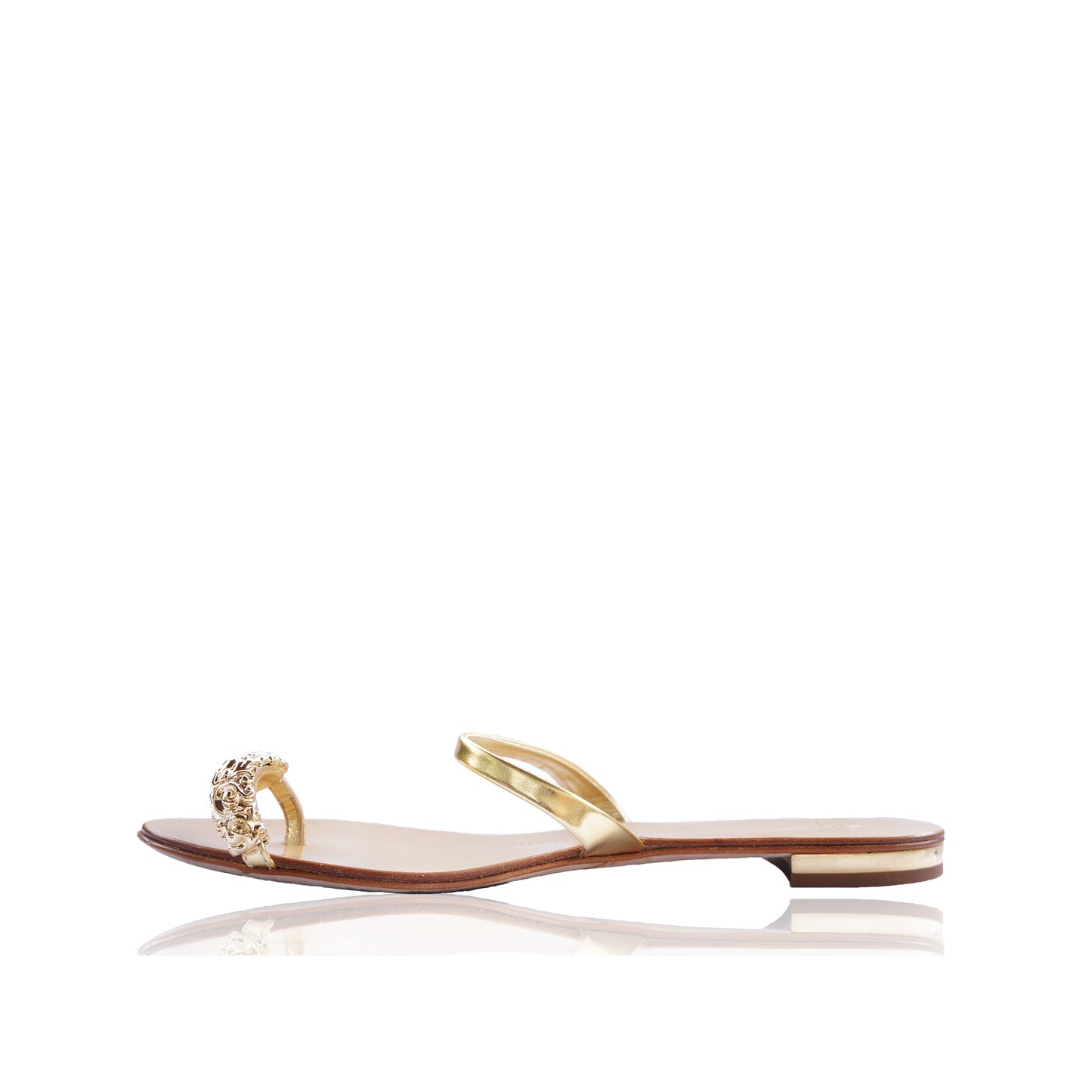 GIUSEPPE ZANOTTI GOLD METALLIC EMBELLISHED SANDALS - leefluxury.com
