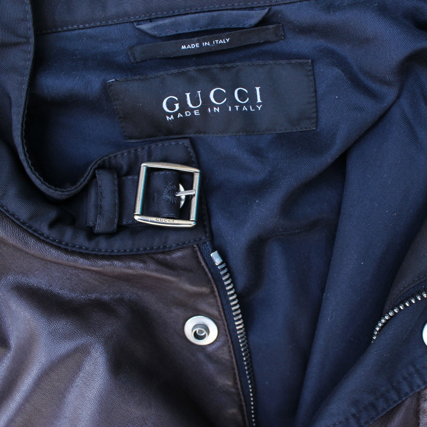 GUCCI MAN'S LEATHER & NYLON BOMBER - leefluxury.com