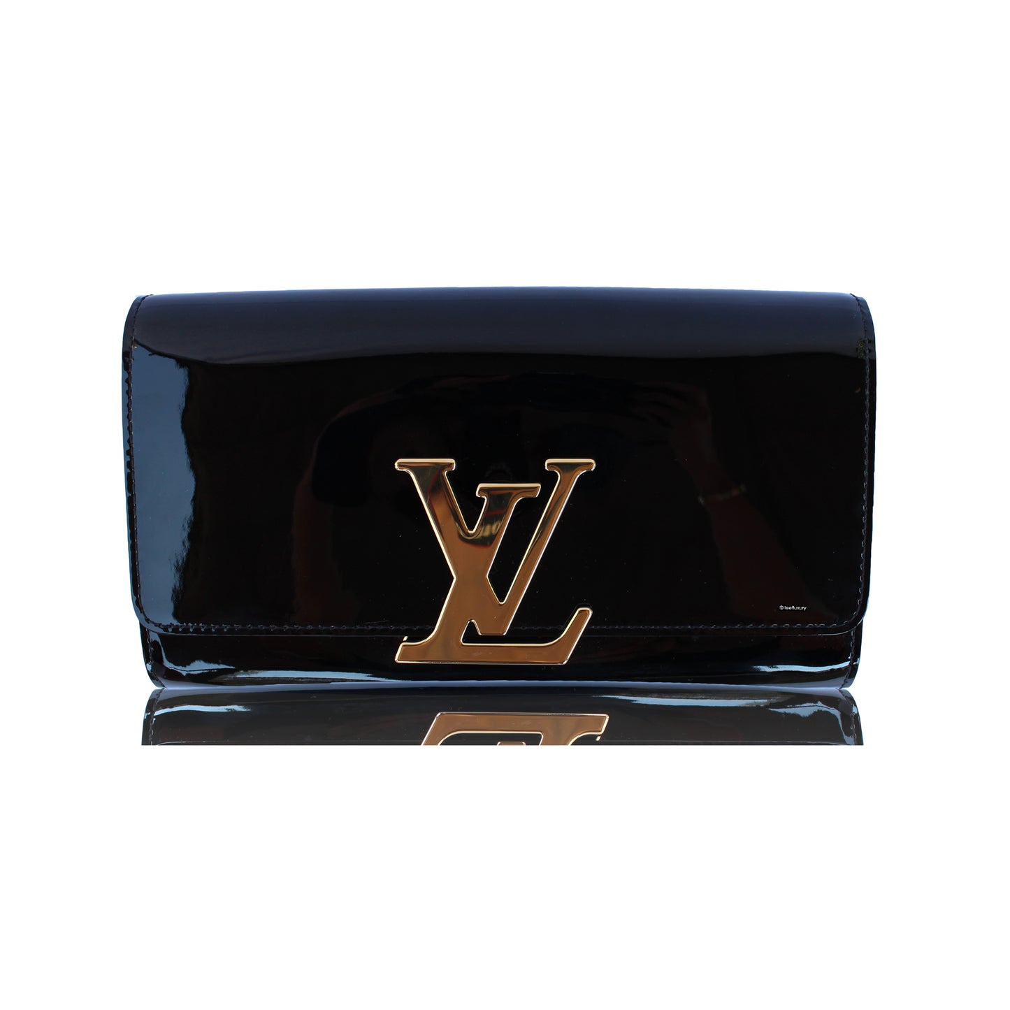 LOUIS VUITTON 2016 LOUISE BLACK VERNIS CLUTCH - leefluxury.com