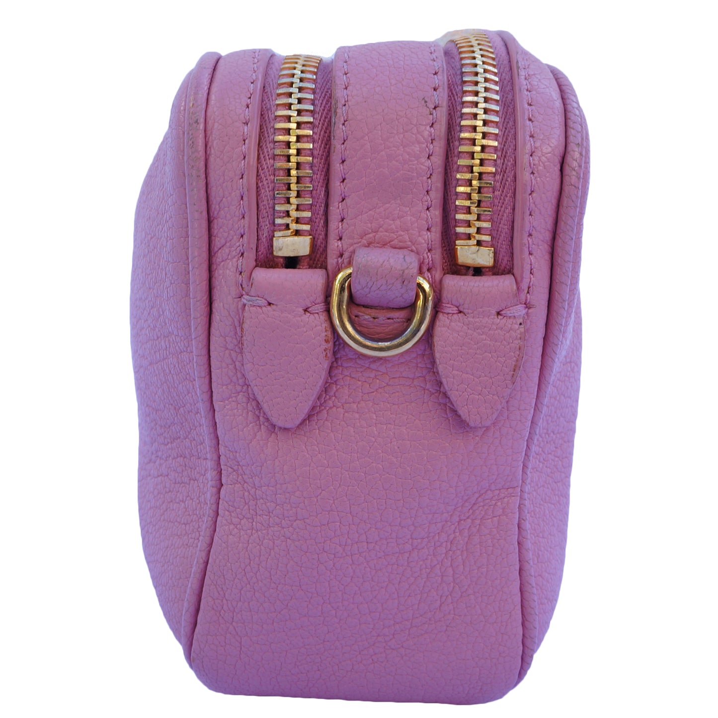 MIU MIU ROSE GRAINED LEATHER CROSSBODY BAG - leefluxury.com