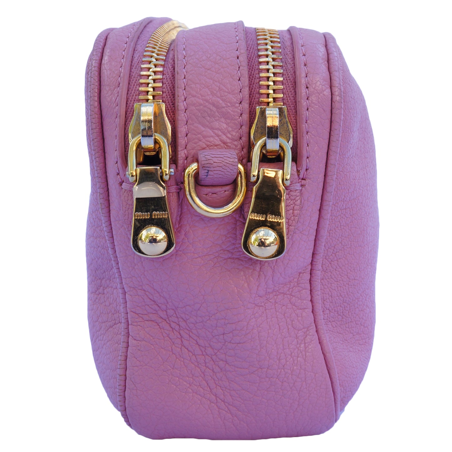 MIU MIU ROSE GRAINED LEATHER CROSSBODY BAG - leefluxury.com