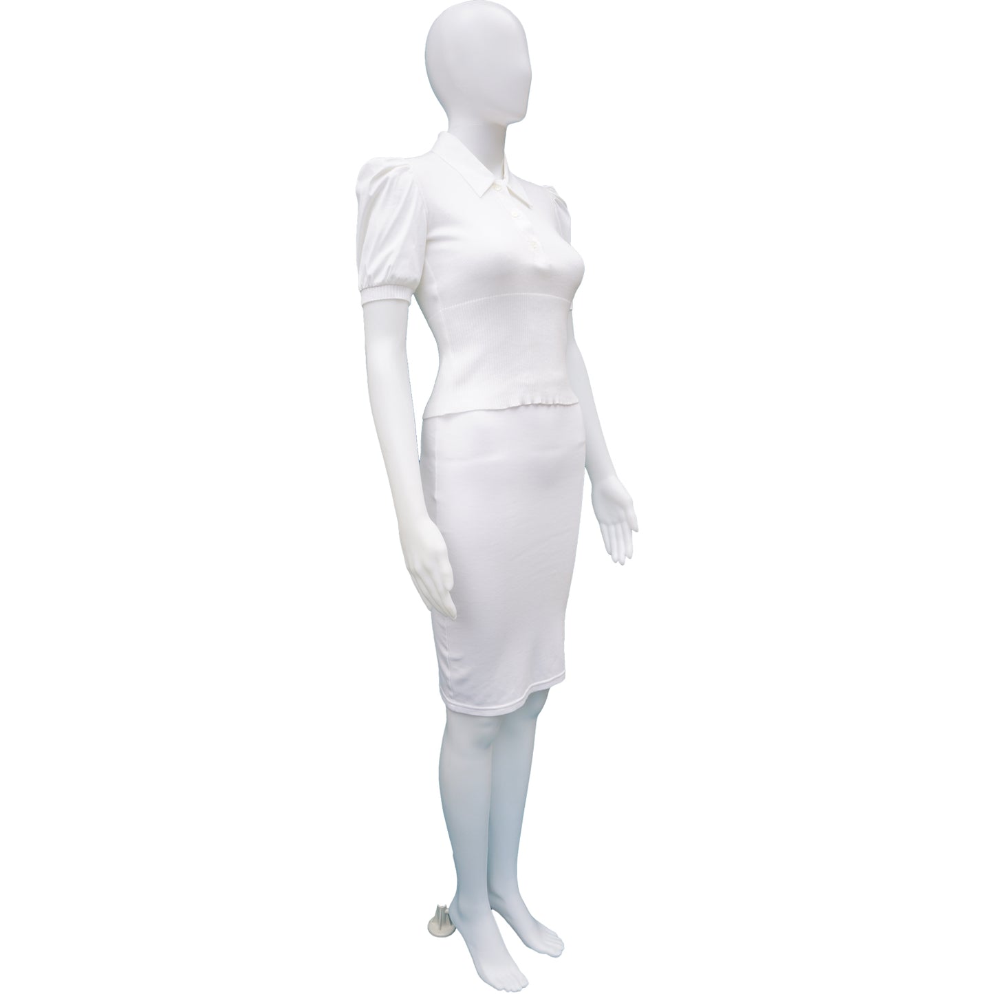 MIU MIU WHITE SHORT SLEEVE KNIT TOP - leefluxury.com