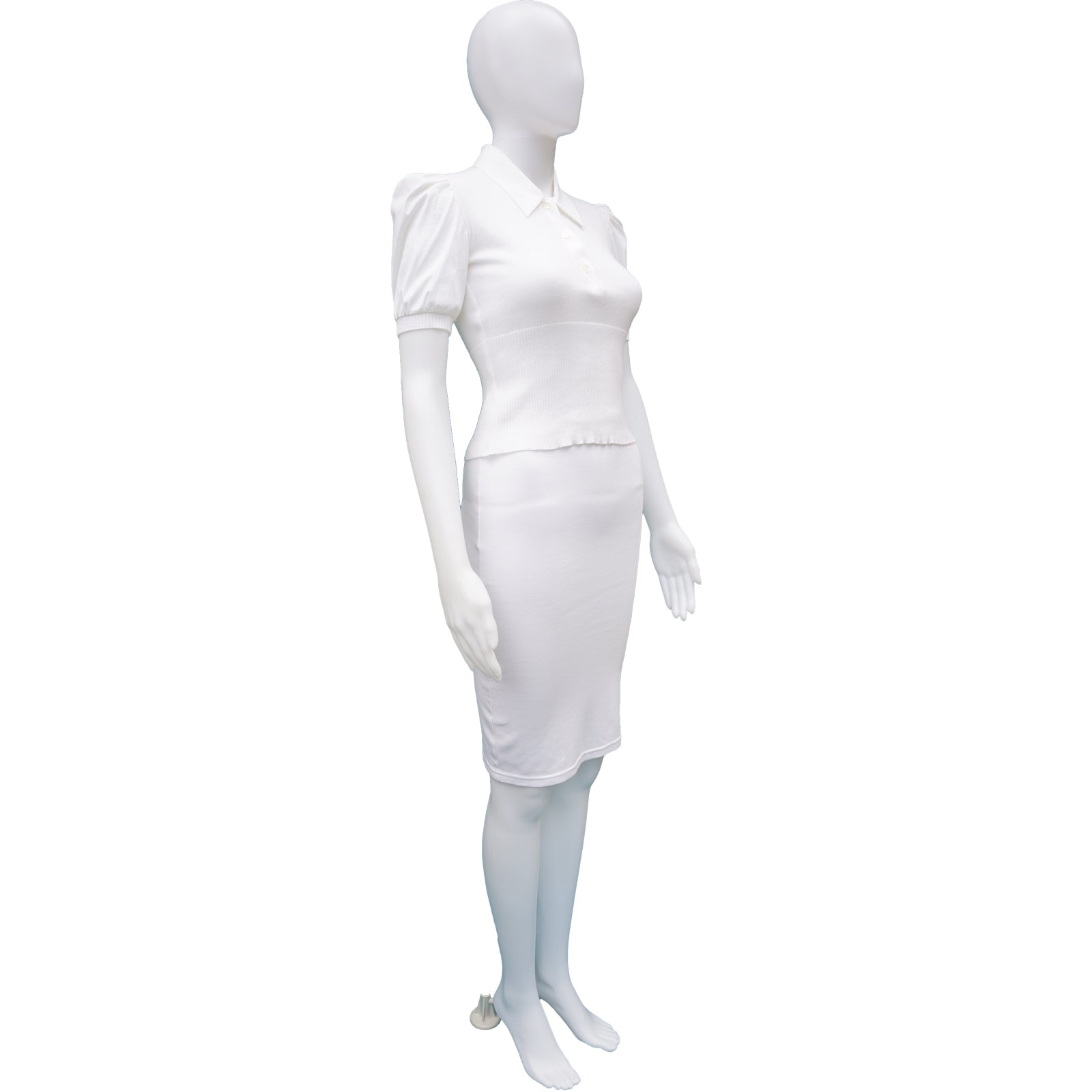 MIU MIU WHITE SHORT SLEEVE KNIT TOP - leefluxury.com