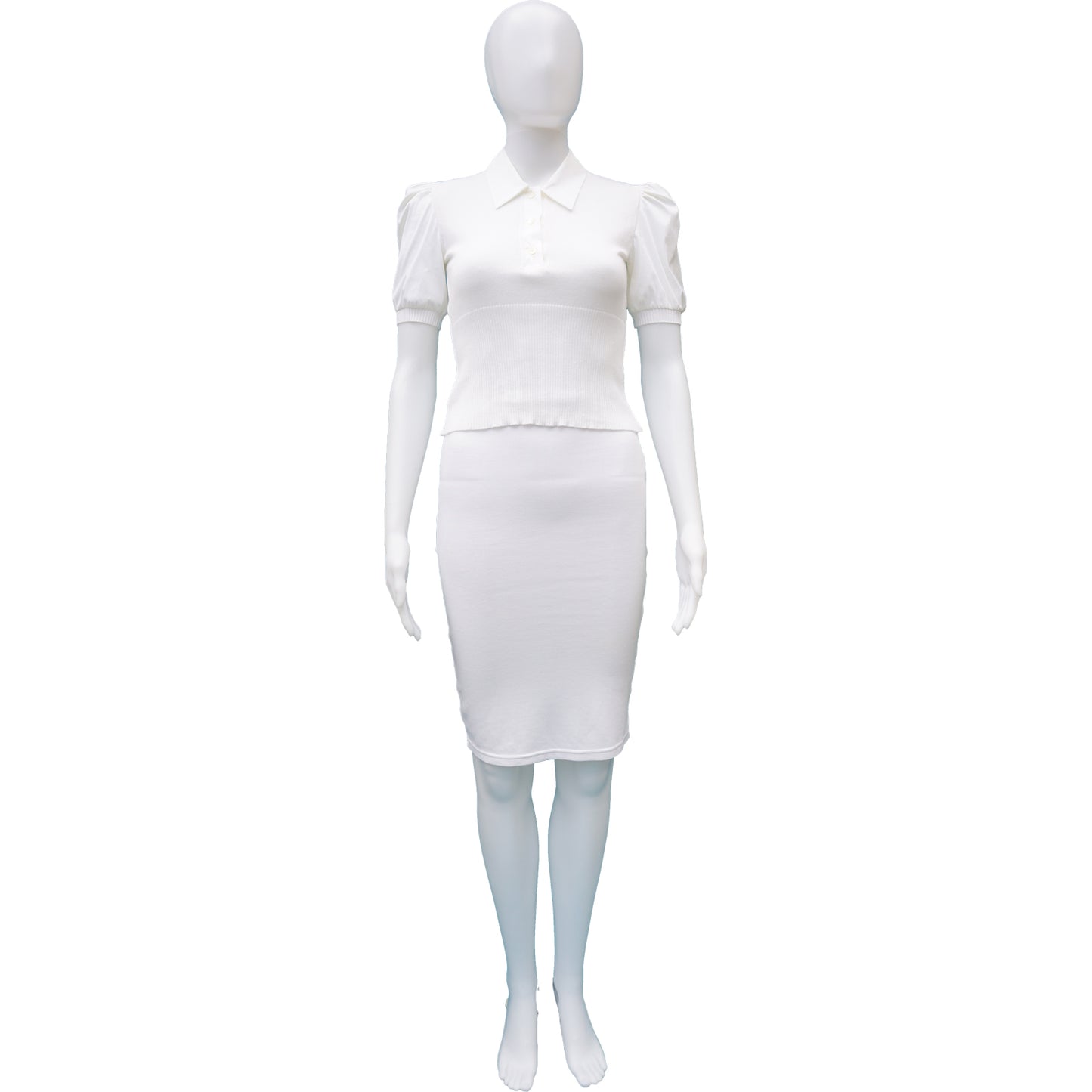 MIU MIU WHITE SHORT SLEEVE KNIT TOP - leefluxury.com