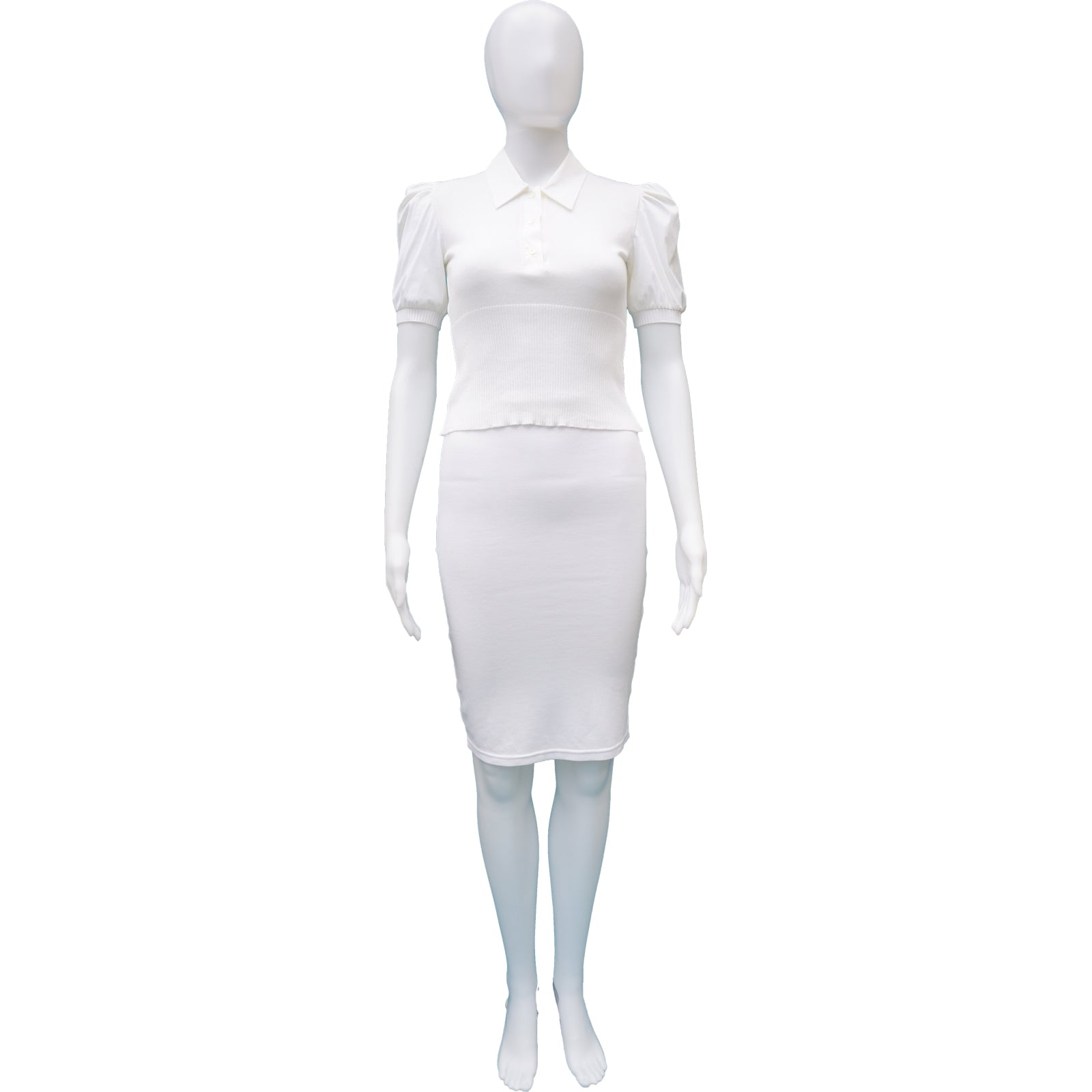 MIU MIU WHITE SHORT SLEEVE KNIT TOP - leefluxury.com