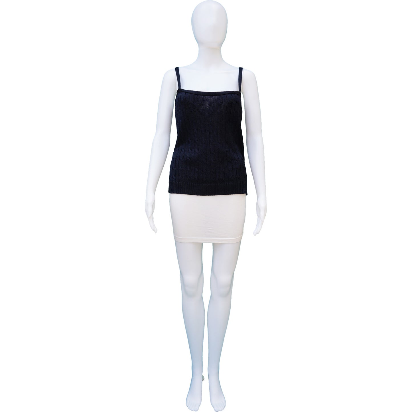 RALPH LAUREN BLACK LABEL NAVY CABLE KNIT TANK - leefluxury.com