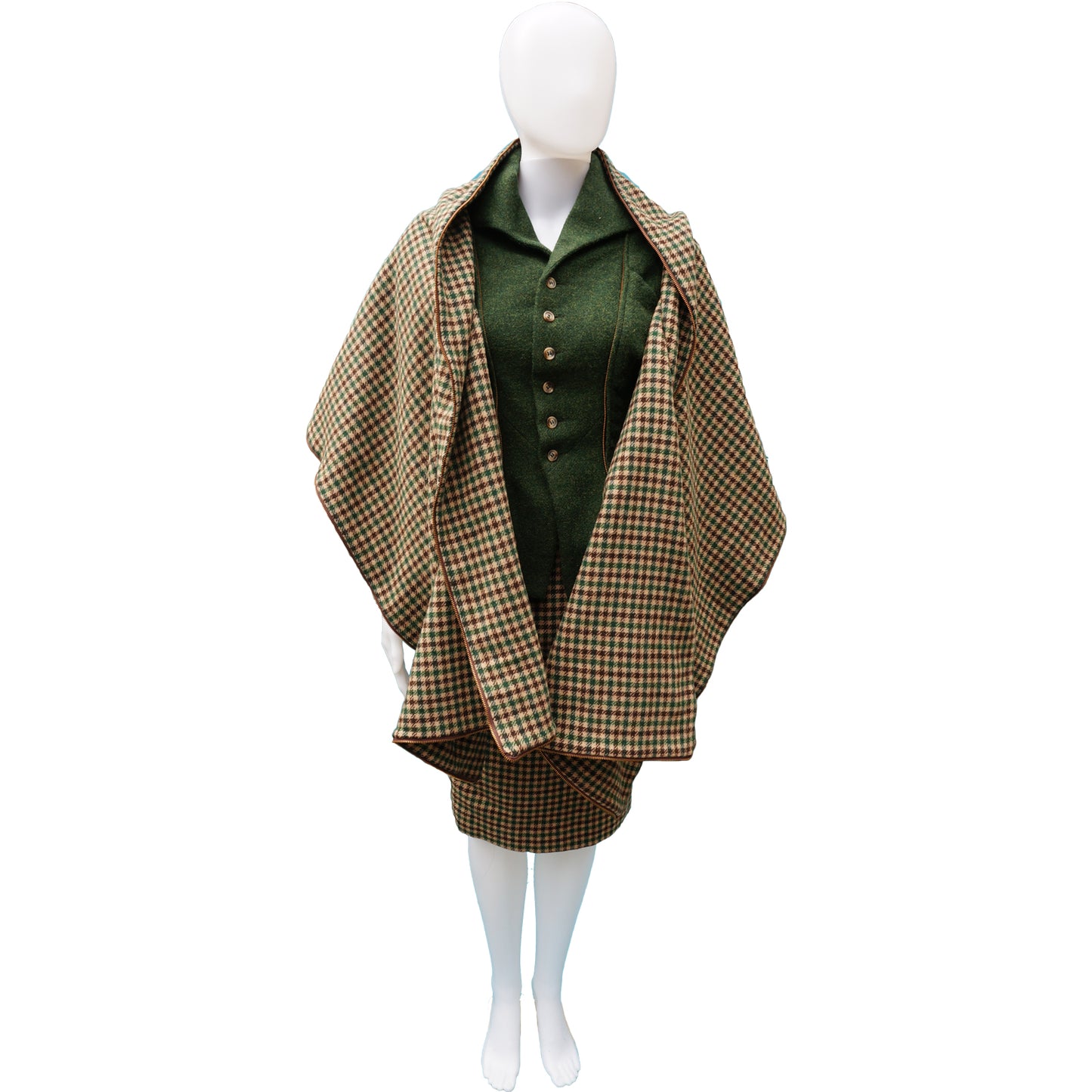NL GREEN TWEED WOOL 3 PIECE SUIT - leefluxury.com