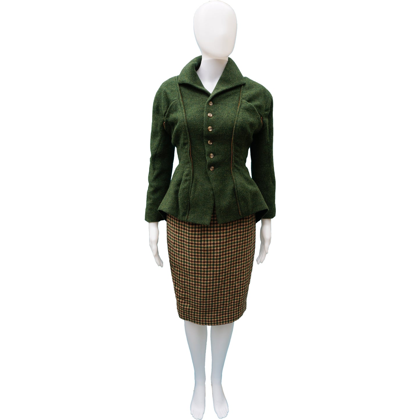 NL GREEN TWEED WOOL 3 PIECE SUIT - leefluxury.com