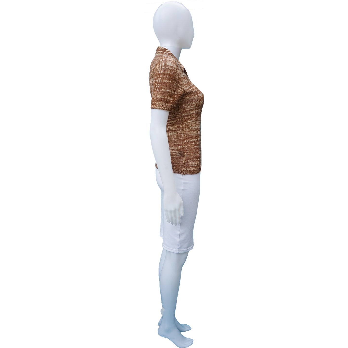 PRADA PATTERNED KNIT SHORT SLEEVE TOP - leefluxury.com