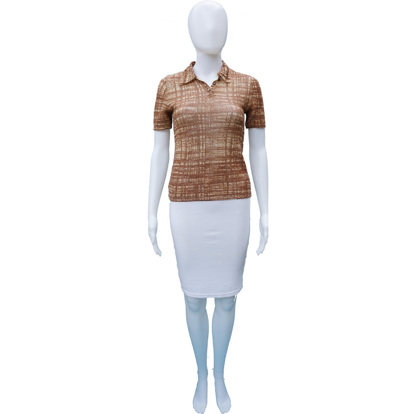 PRADA PATTERNED KNIT SHORT SLEEVE TOP - leefluxury.com