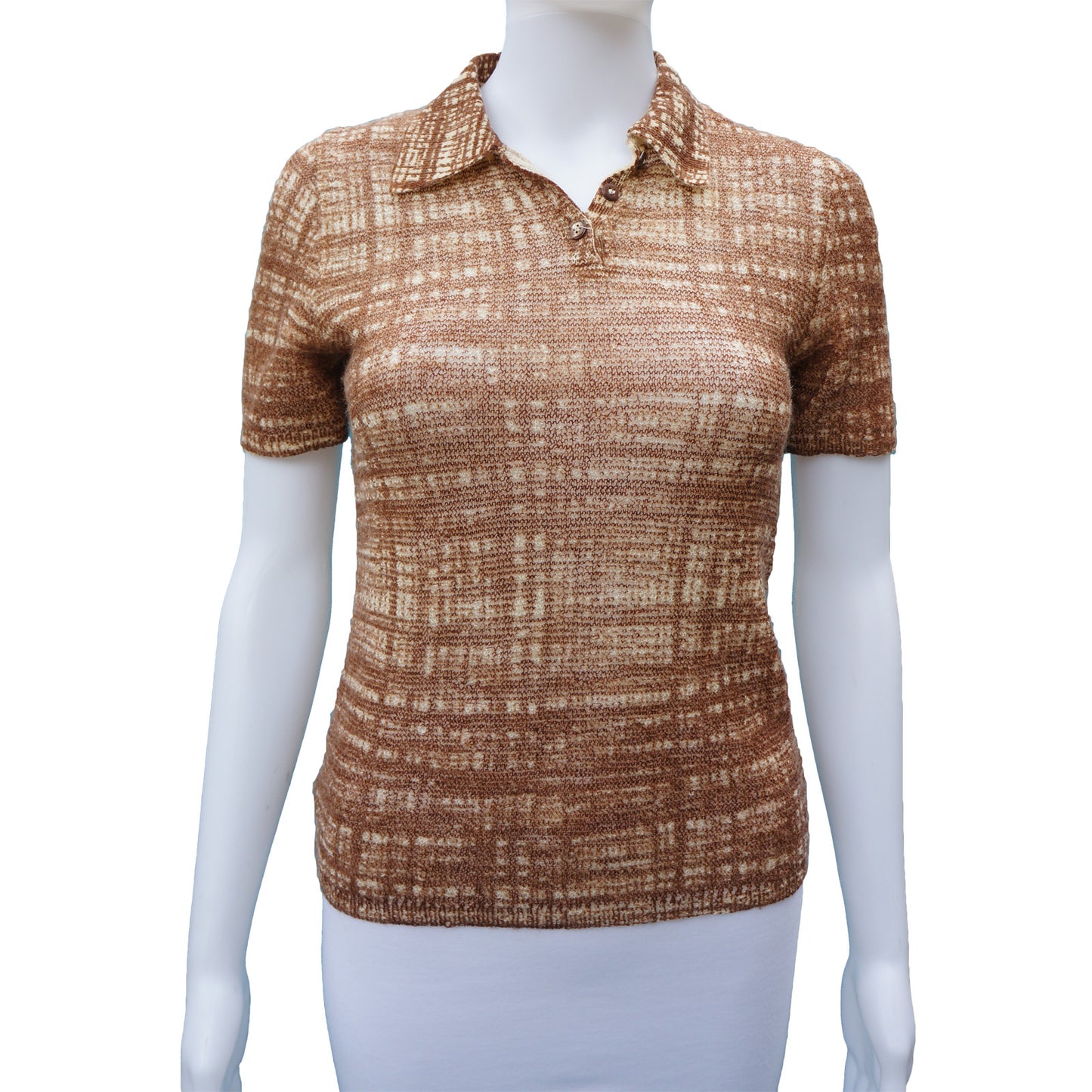 PRADA PATTERNED KNIT SHORT SLEEVE TOP - leefluxury.com